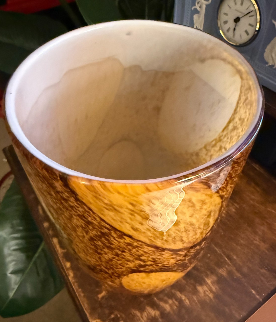 Large Vintage MCM Murano Glass Vase Shades of Autumn MINT Condition