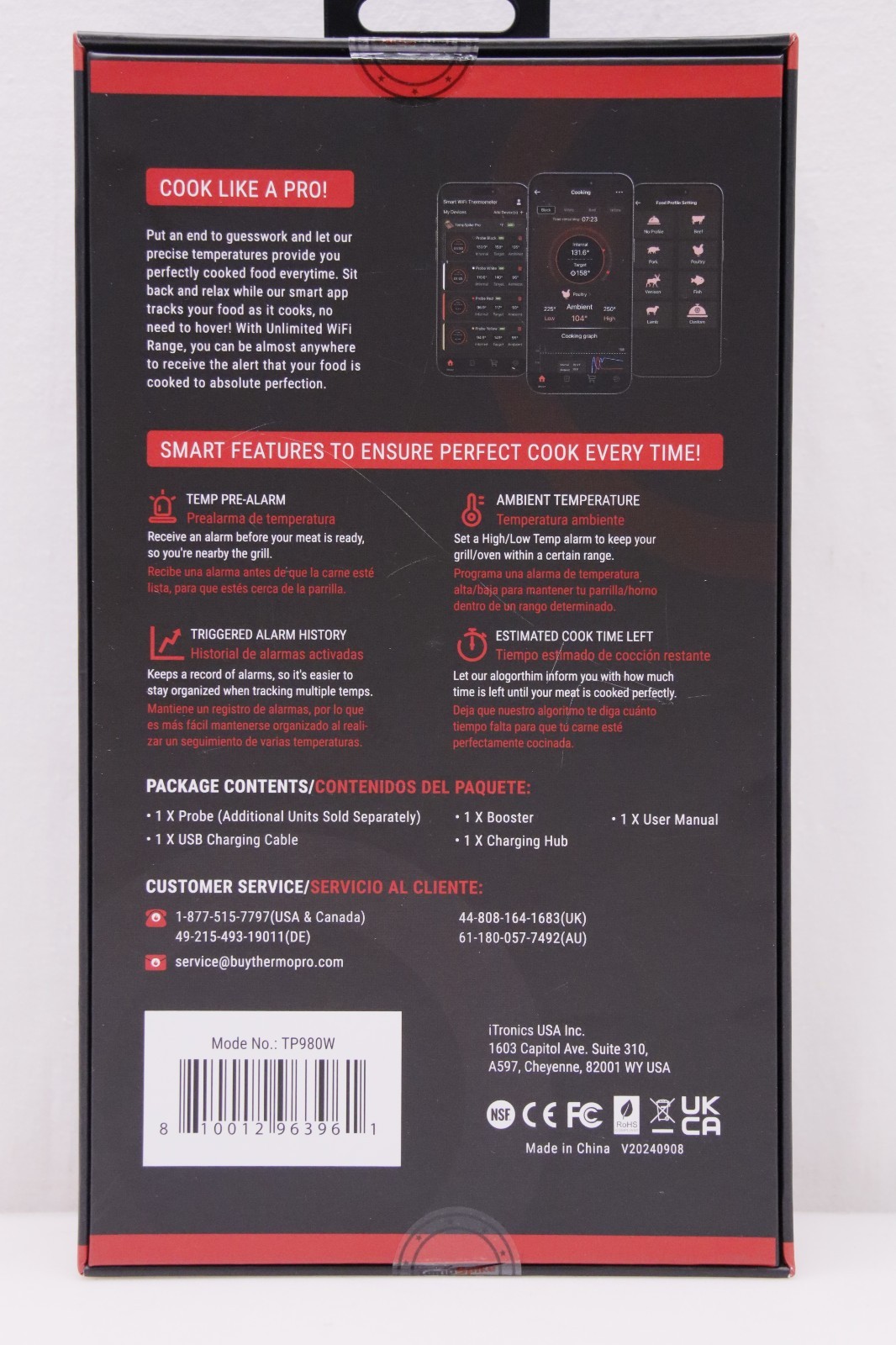 Temp Spike Pro TP980W Wireless WiFi Meat Thermometer - Brand New