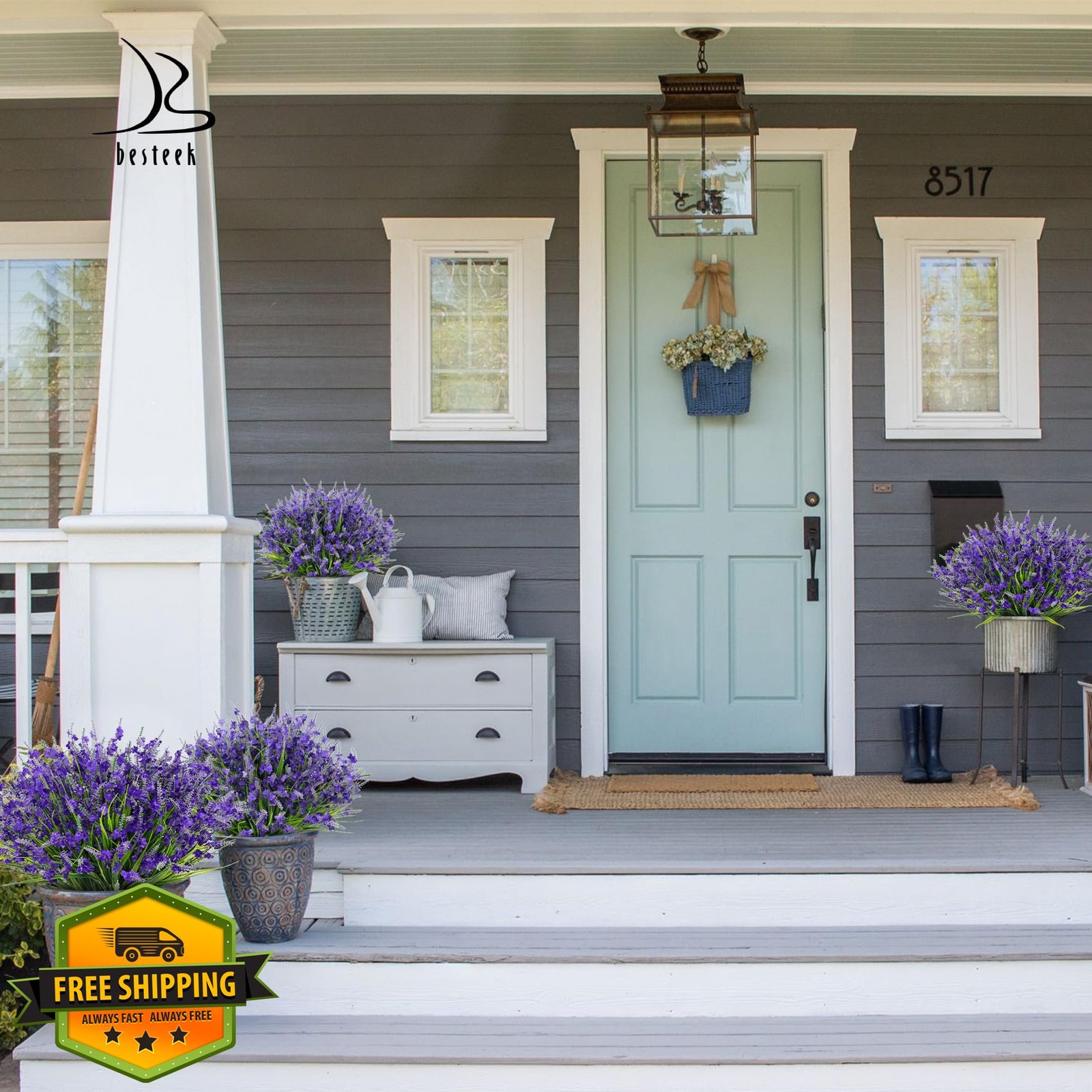 Besteek 20 Bundles Artificial Lavender Flowers Deep Purple UV Resistant