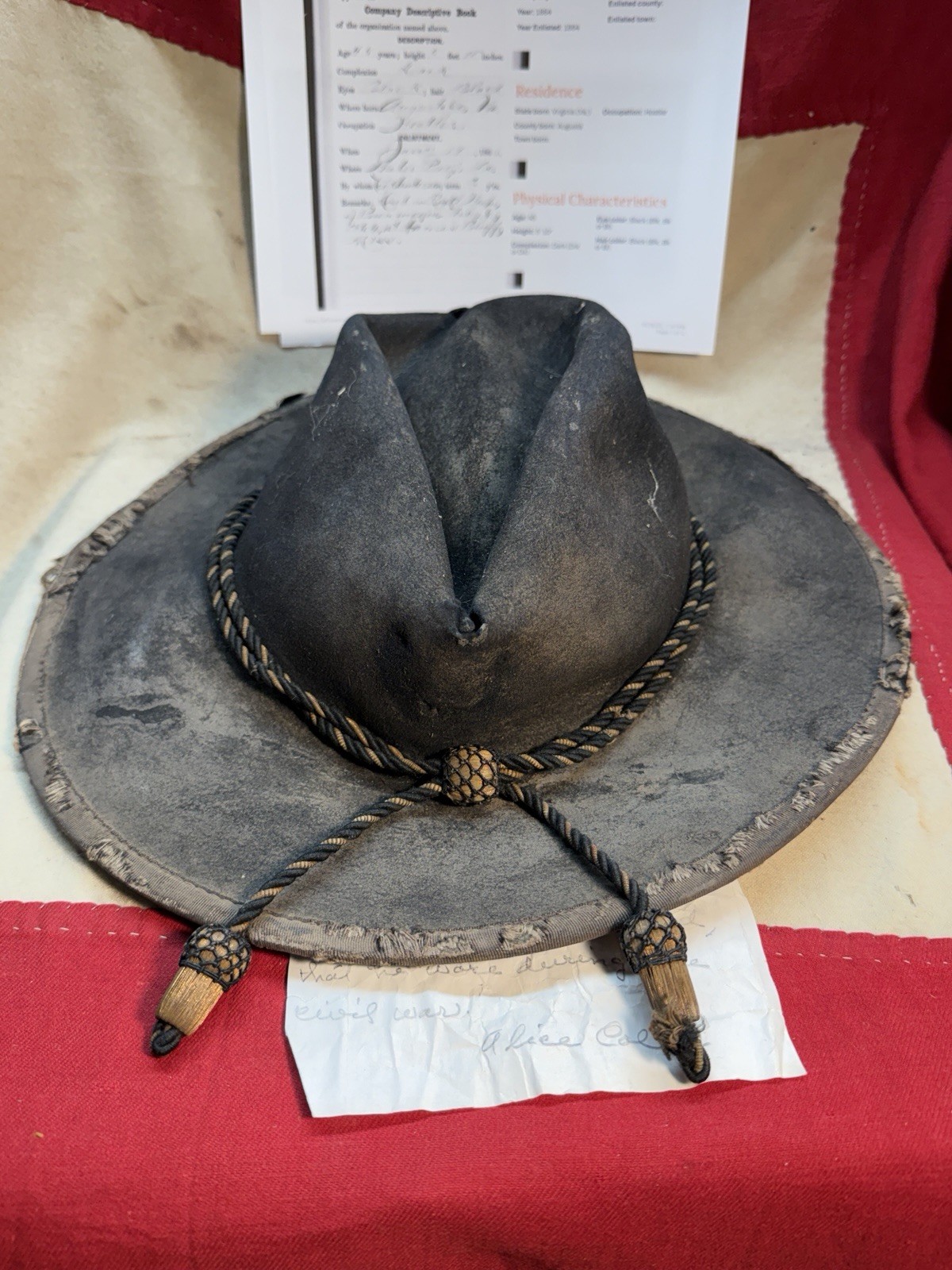 ID’D JOSEPH PERKINS CIVIL WAR 49TH COLORED TROOPS SLOUCH HAT CAP KEPI WITH PROV.