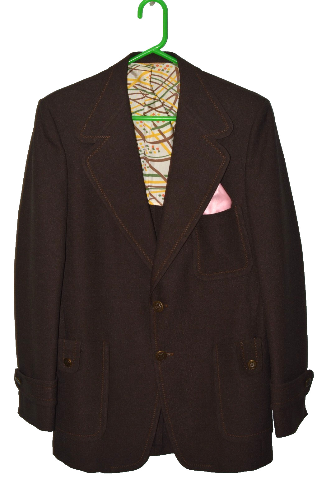 40L Long 40 L USA RATNER CLOTHES Mens Vintage Brown Polyester Blazer Suit Jacket