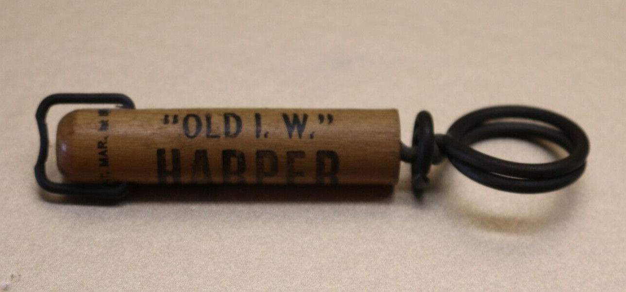RARE Pat. 1910 wood handle bottle opener OLD I.W. HARPER WHISKEY Wire Cap Lifter