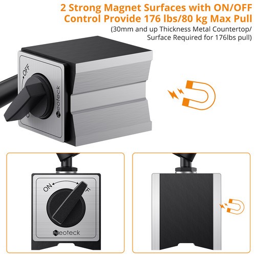 Neoteck 176 lbs Magnetic Base Holder Stand For Digital Dial Test Indicator Gauge