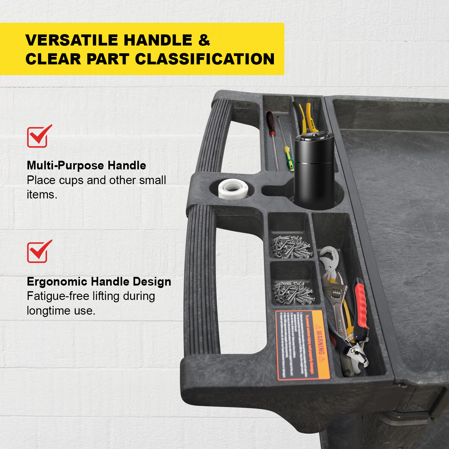 16*30 Inch Polypropylene Service Cart Heavy Duty 500 lbs Tools Organizer Rolling