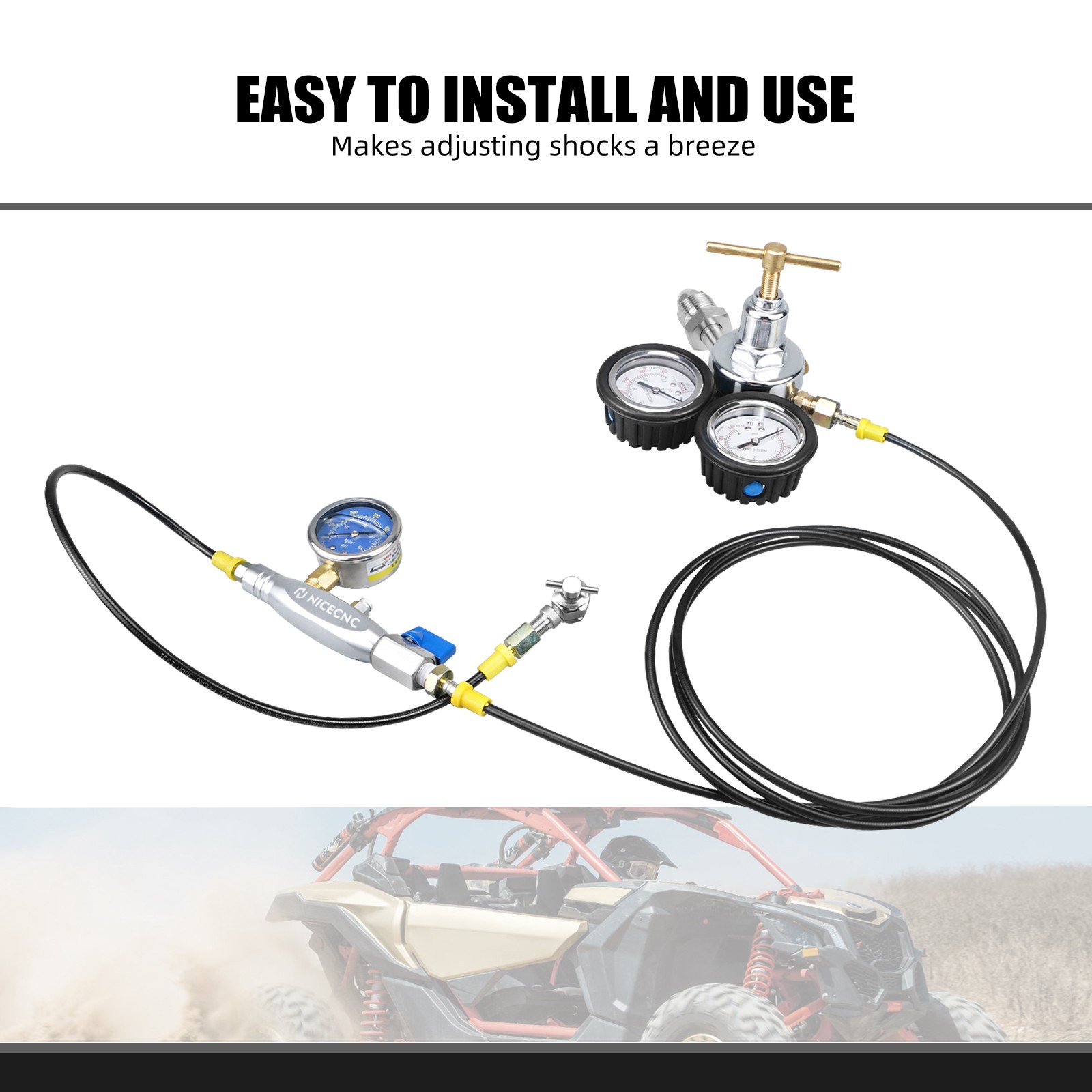 Nitrogen Shock Regulator Fill Tool w/2"Gauge Schrader Valve for RAPTOR 700