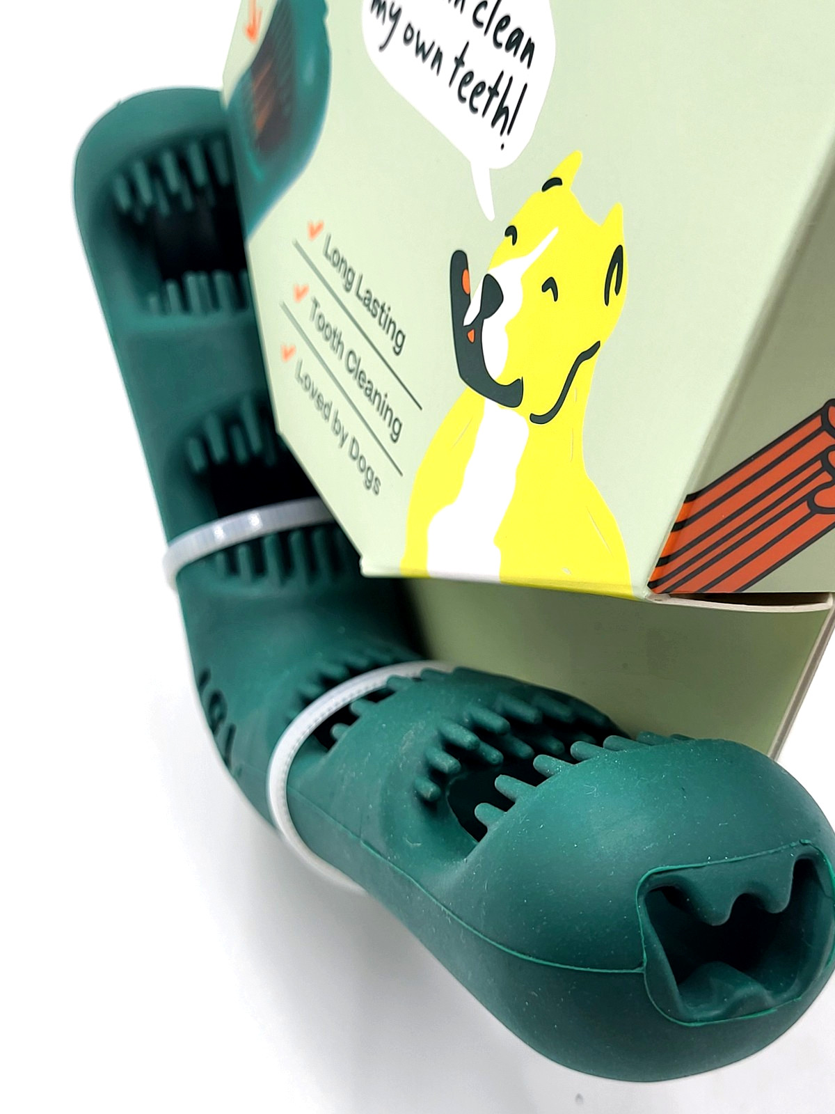 Woof Bite n' Brush Small Treat Holder Toothbrush Tough Non Toxic For Dogs 7"