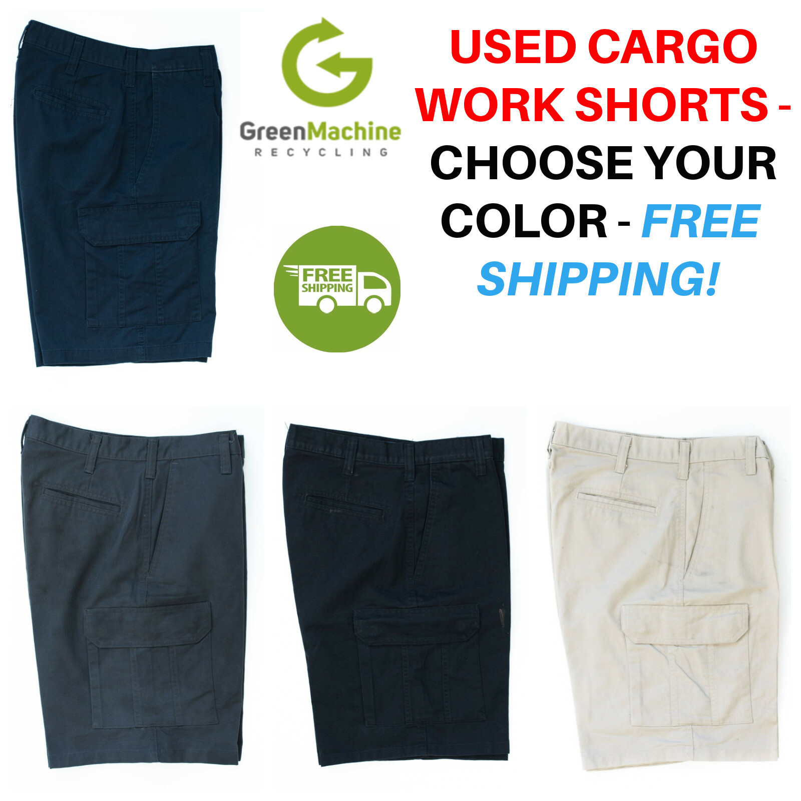 Used Cargo Work Shorts Cintas Redkap Unifirst G&K Dickies etc FREE SHIPPING