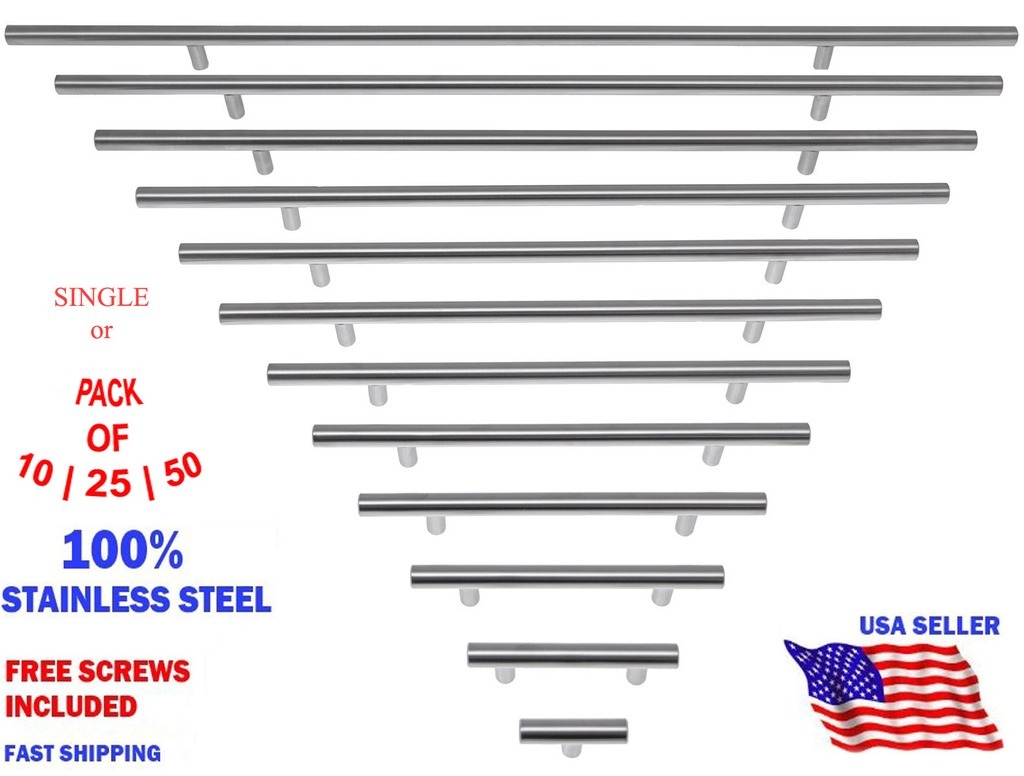 Lot 1x 10x 25x 50x Stainless Steel Pull Bar Handle For Drawer Kitchen Cabinet