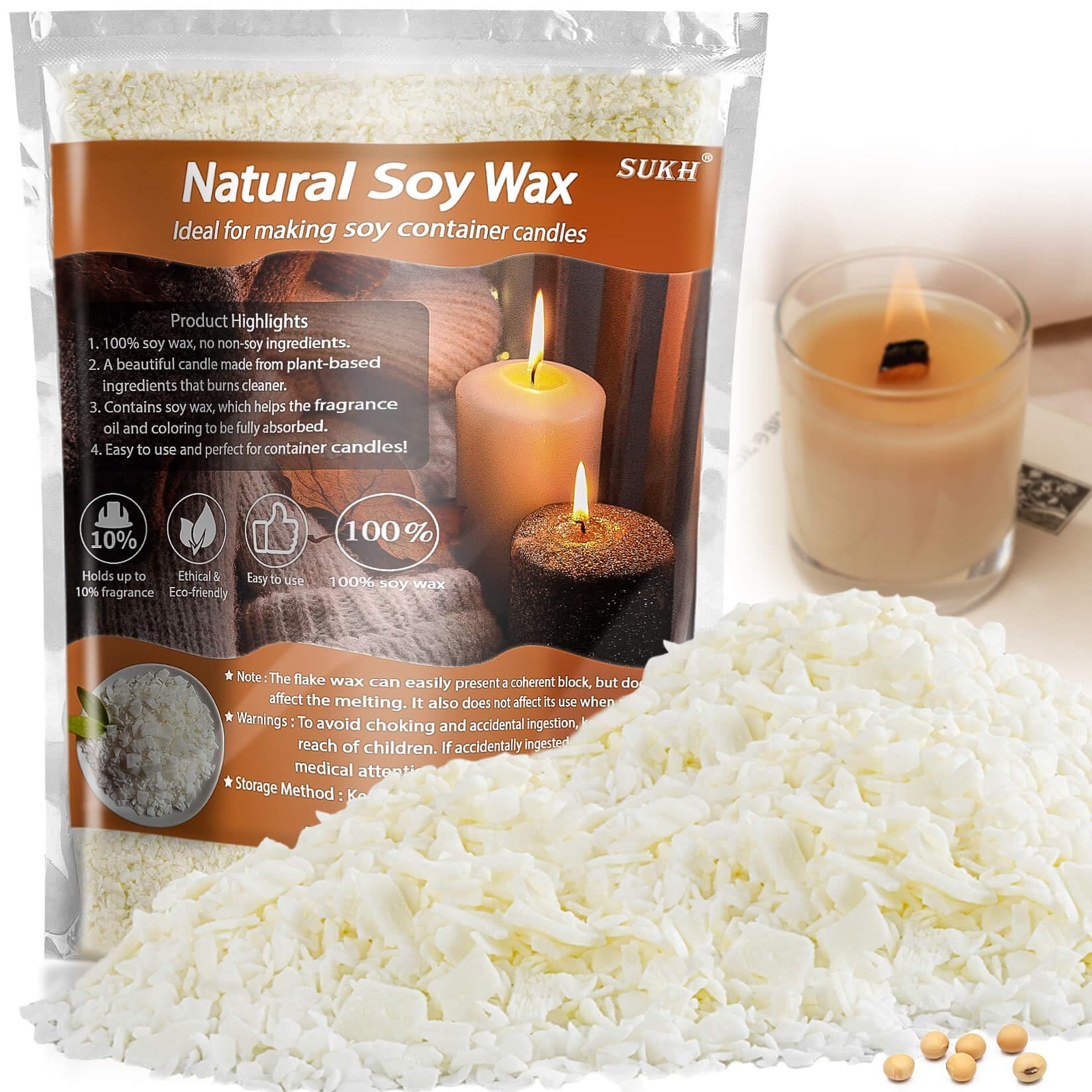 tSoy Wax for Candle Making - 430g Natural Soy Wax Flakes Pure Soy Wax Candle ...