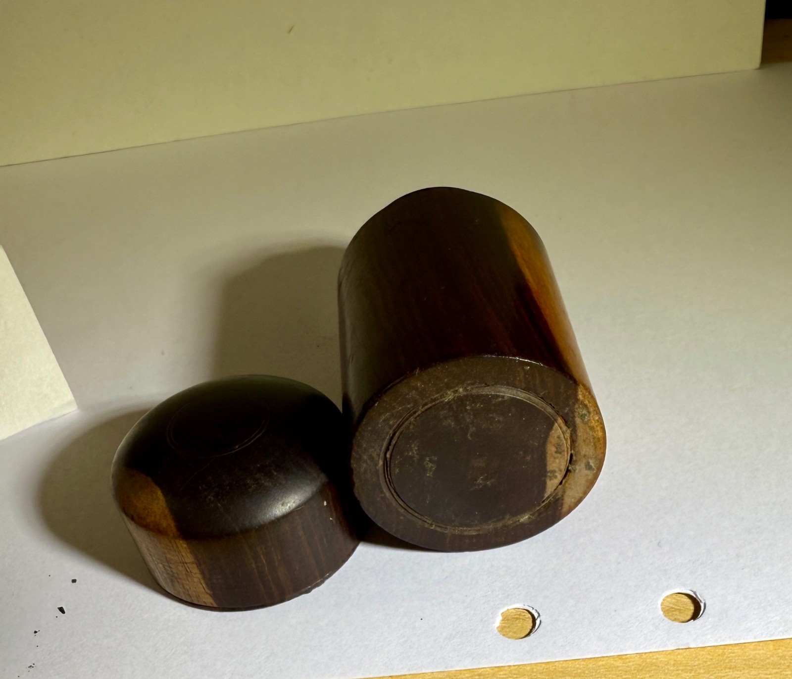 Antique 19th century traveling wood inkwell spring loaded lid original bottle