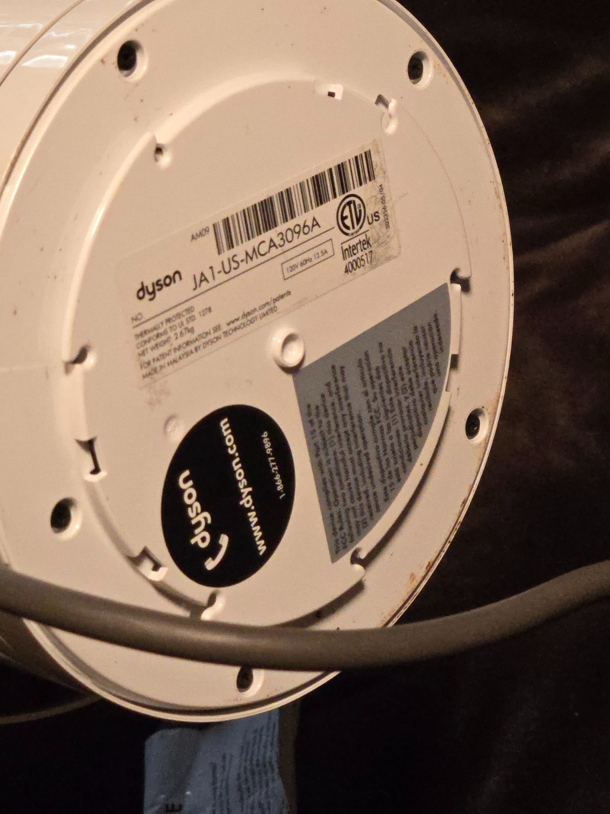 Dyson AM04 Hot + Cool Bladeless Heater Fan White/Silver-TESTED-NO REMOTE or BASE