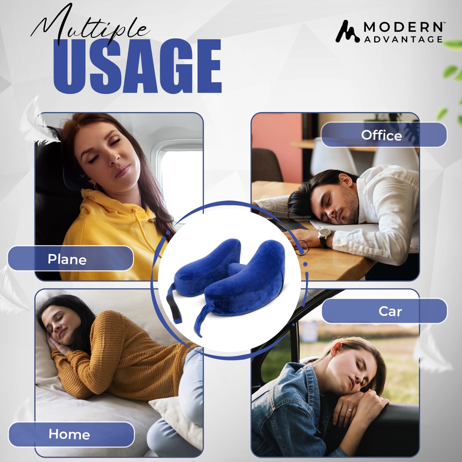 Inflatable Travel Neck Pillow NEW (BLUE) FREE SHIPPING Sleep Mask & Earplugs