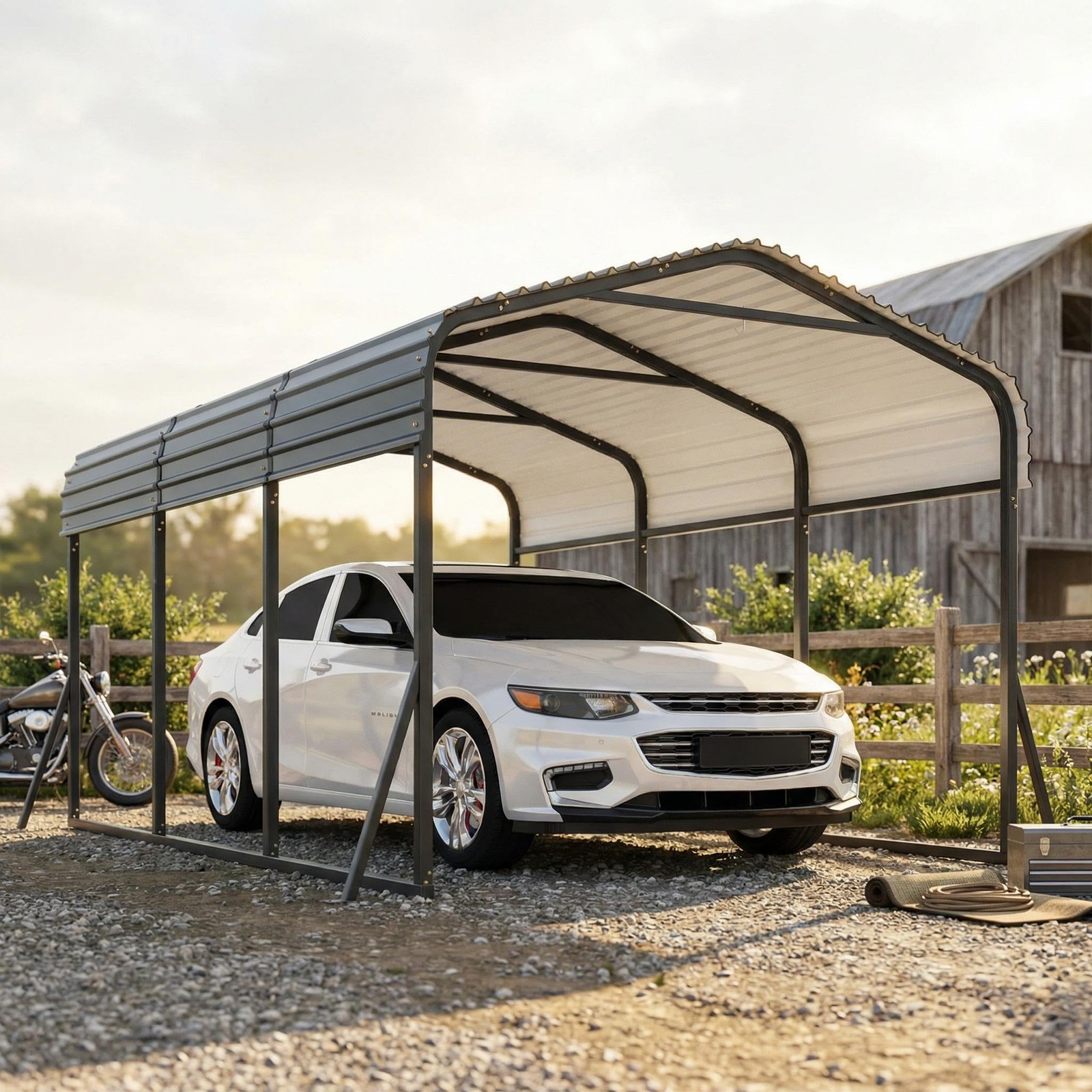 10'x15' Metal Carport with Galvanized Roof All-Weather Shelter
