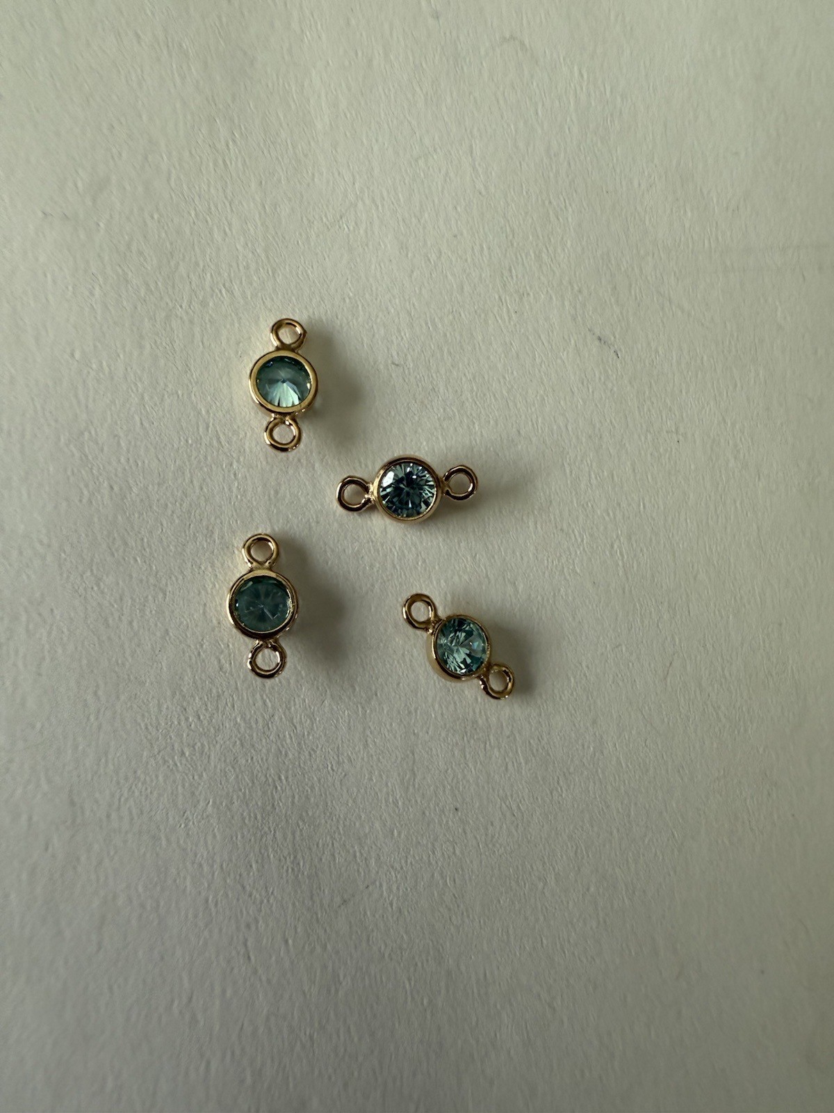 3mm AQUAMARINE 3A CZ Bezel connectors 4pcs 14kt gold filled
