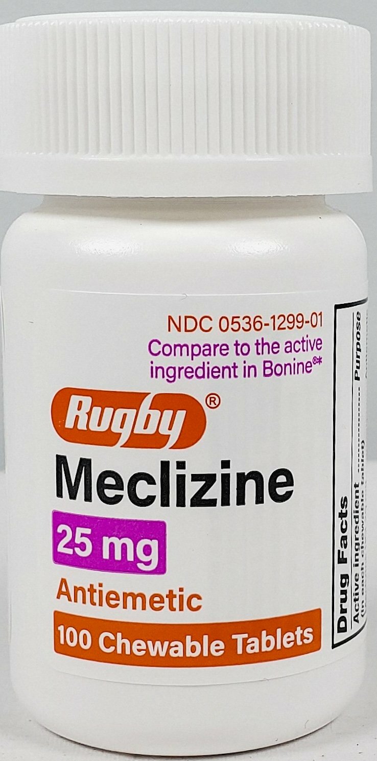Meclizine 25mg Anti Nausea Vertigo Travel Sickness 100ct -Expiration 05-2027