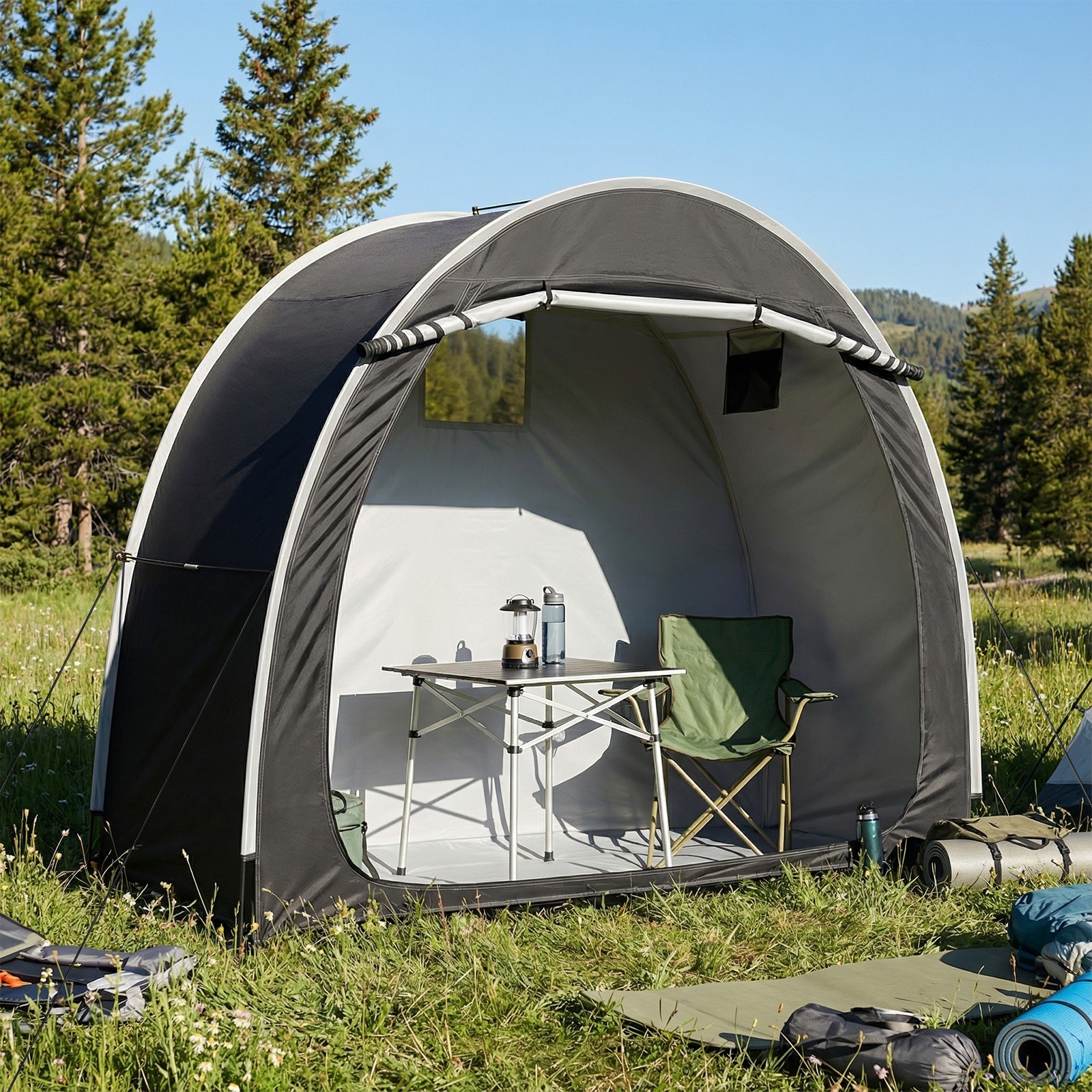 Black Arc Bicycle Storage Shed, 210D PU Silver Coated Oxford Cloth Bike Cover