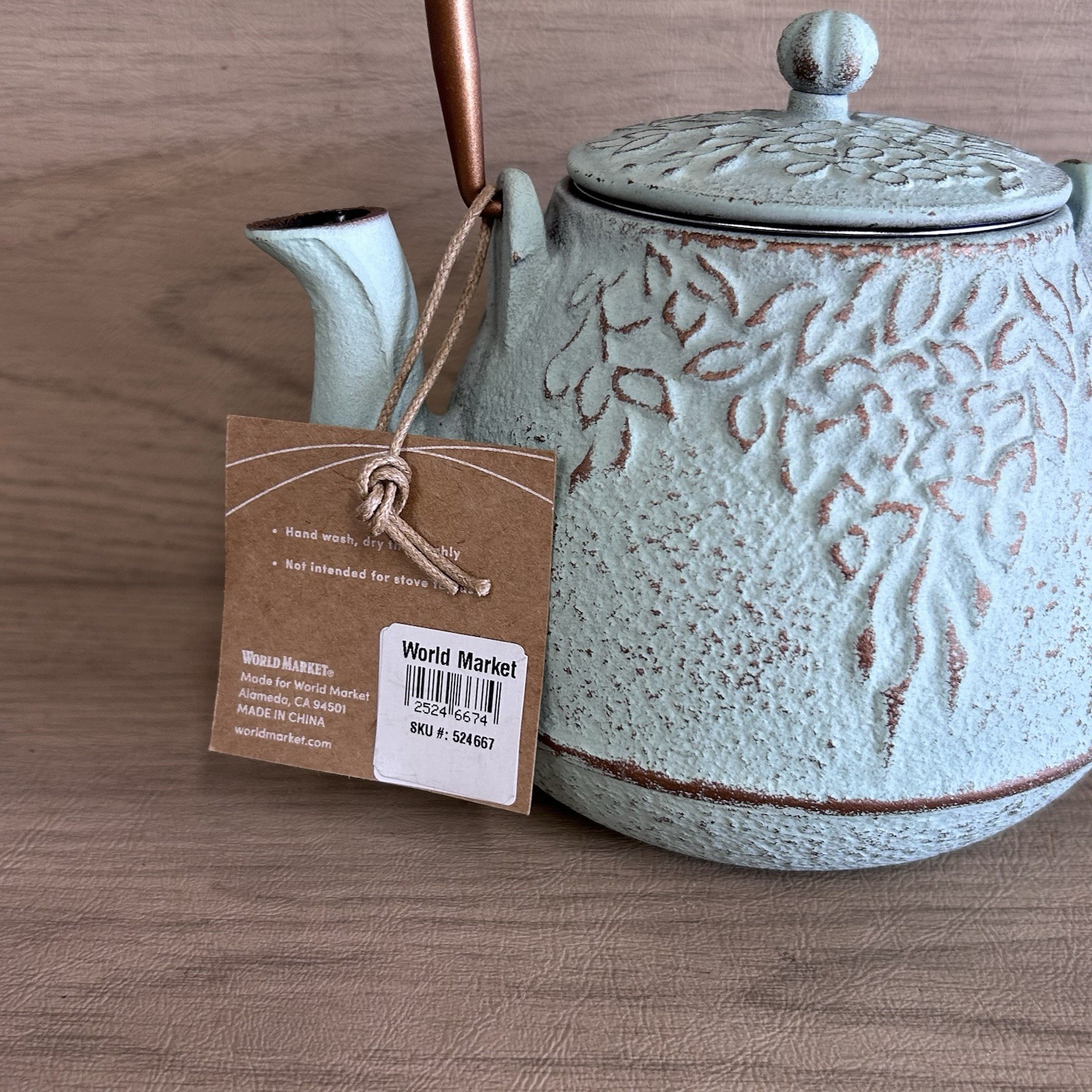 NWT Cast Iron Teapot Green With Removable Infuser Enamel Interior