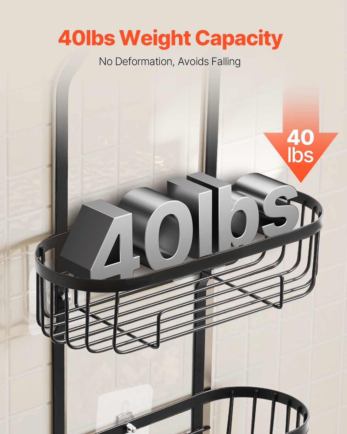 VEVOR Shower Caddy 3-Tier Hanging Bathroom Shower Storage Organization Shelves