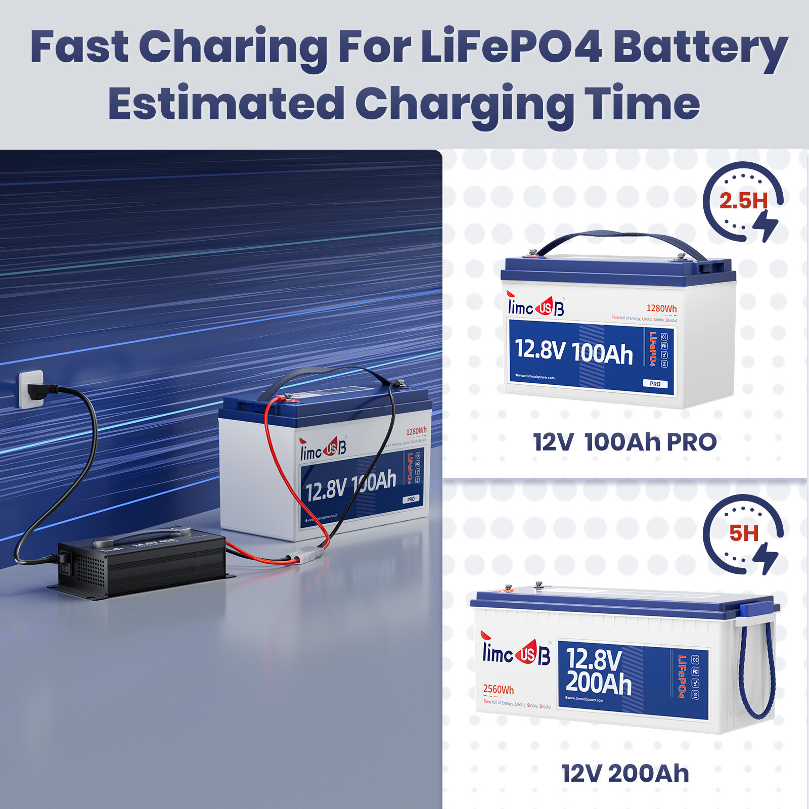 Timeusb 14.6V 40A Smart LiFePO4 Battery Charger LED Fast Charging -Excellent