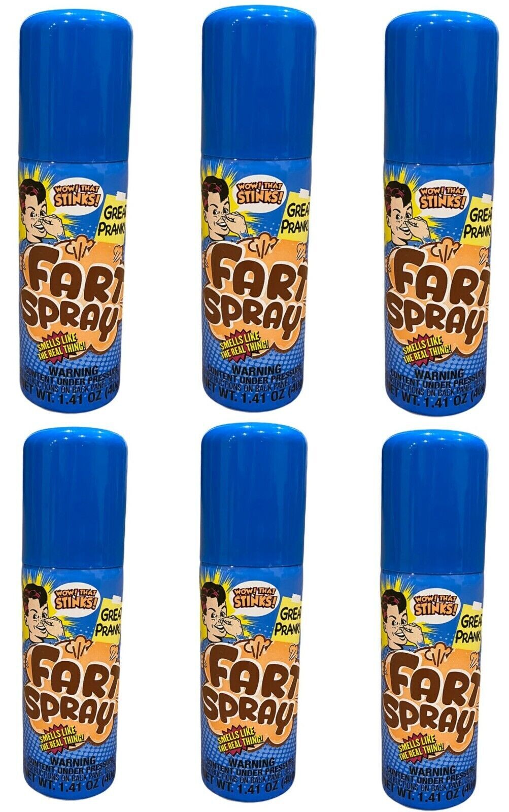 6 LARGE FART SPRAY CANS - GaG Liquid Stinky Poop Ass Turd Vomit Puke Stink Prank