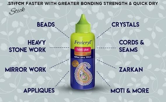 Pack Of 10 Pidilite Premium Fevicryl Fabric clear glue 80ml Fast drying