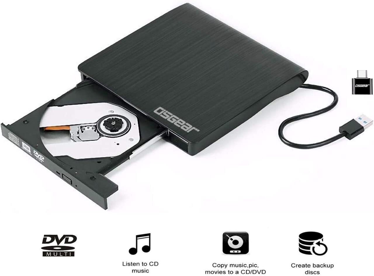 Slim External CD DVD RW Drive USB 3.0 Writer Burner Player Black For Laptop PC