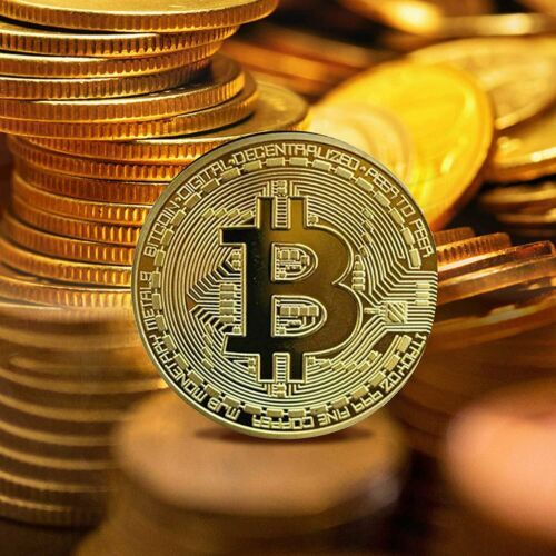 10Pcs Physical Bitcoin Coins Commemorative Gold Plated Bit Coin Collectible US