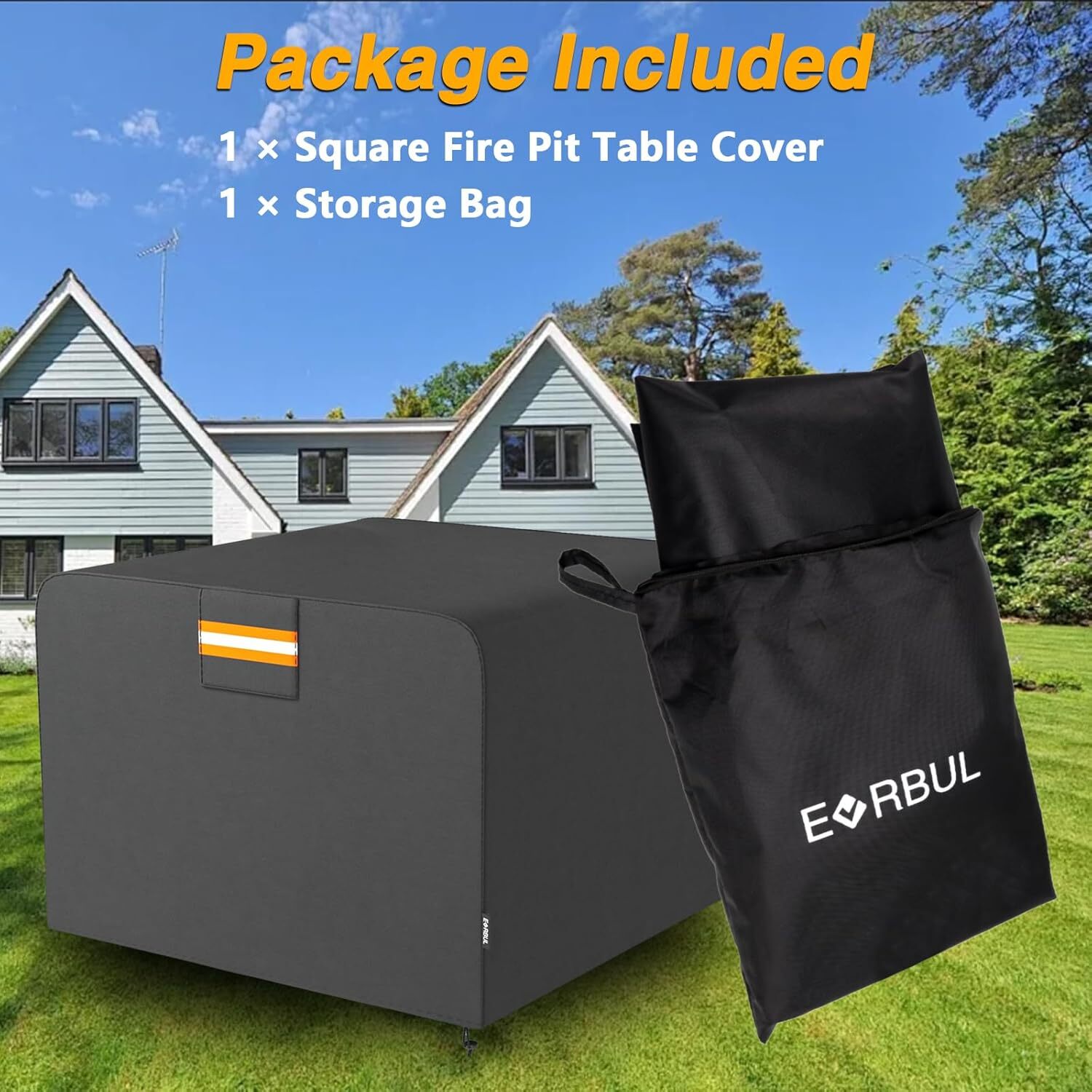 Heavy Duty 420D Square Fire Pit Cover for 28-32 Inch Fire Pit Table us