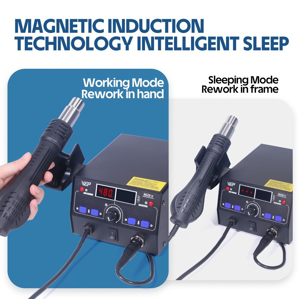 WEP 902D-II 2in1 Soldering Station Hot Air Gun Heat Rework SMD Welding Tool