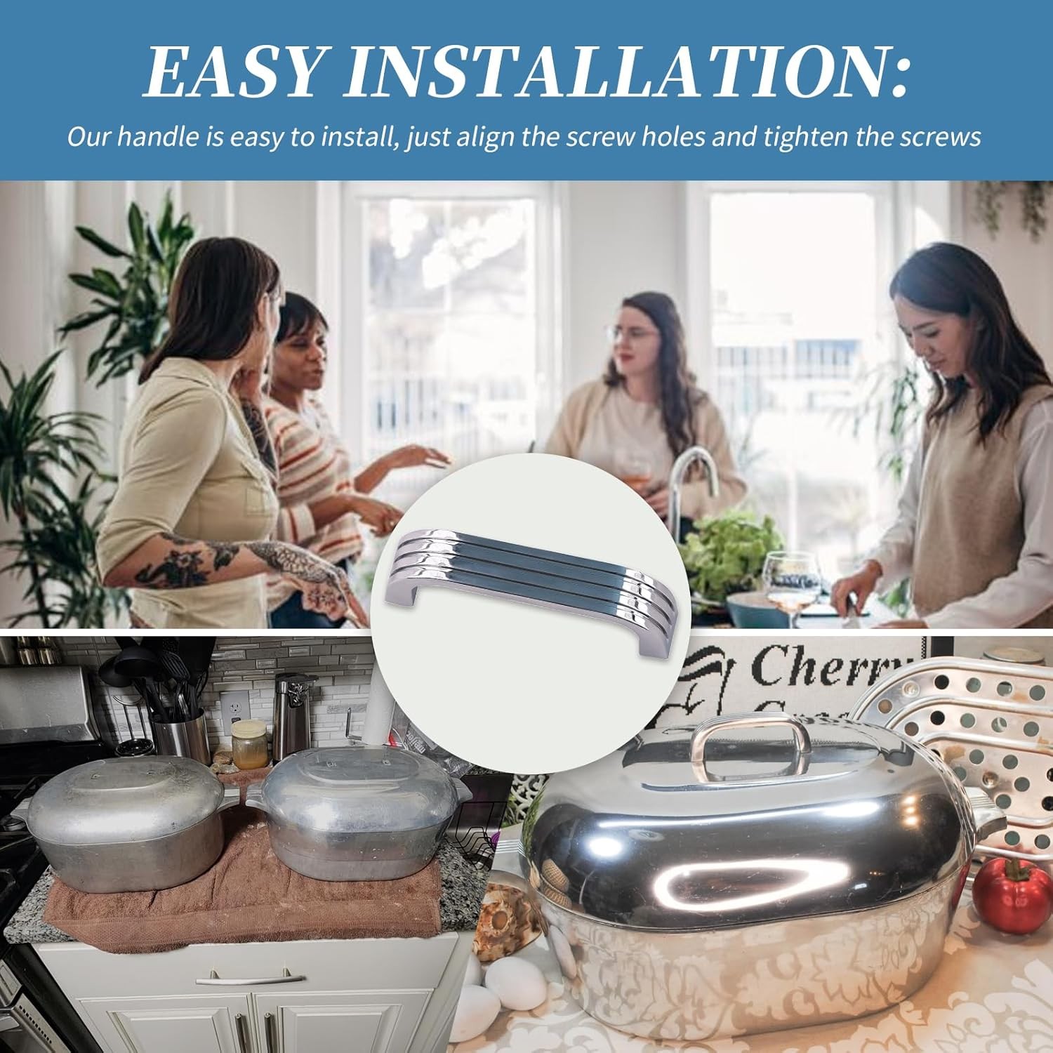 1x Replacement Handle For Magnalite,GHC Roasters,Round Pots 2 Holes are 3.57"