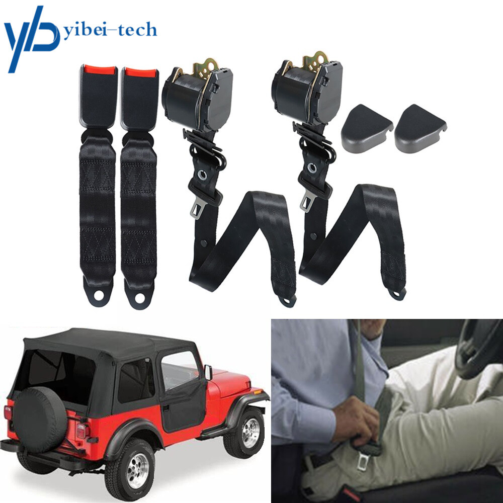 For Jeep CJ YJ Wrangler 1982-1995 2Pcs Universal 3 Point Retractable Seat Belts