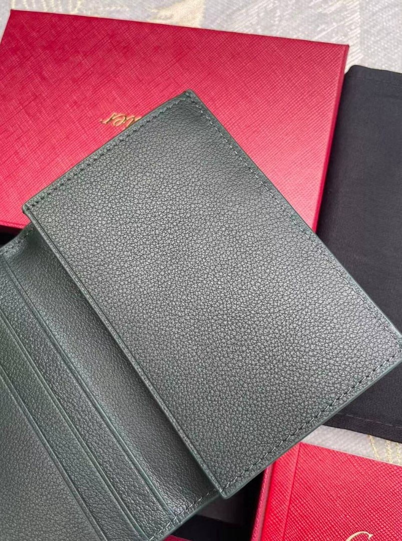 Cartier Must de Cartier Green Calfskin Leather 4CC Card Holder Wallet Full Box