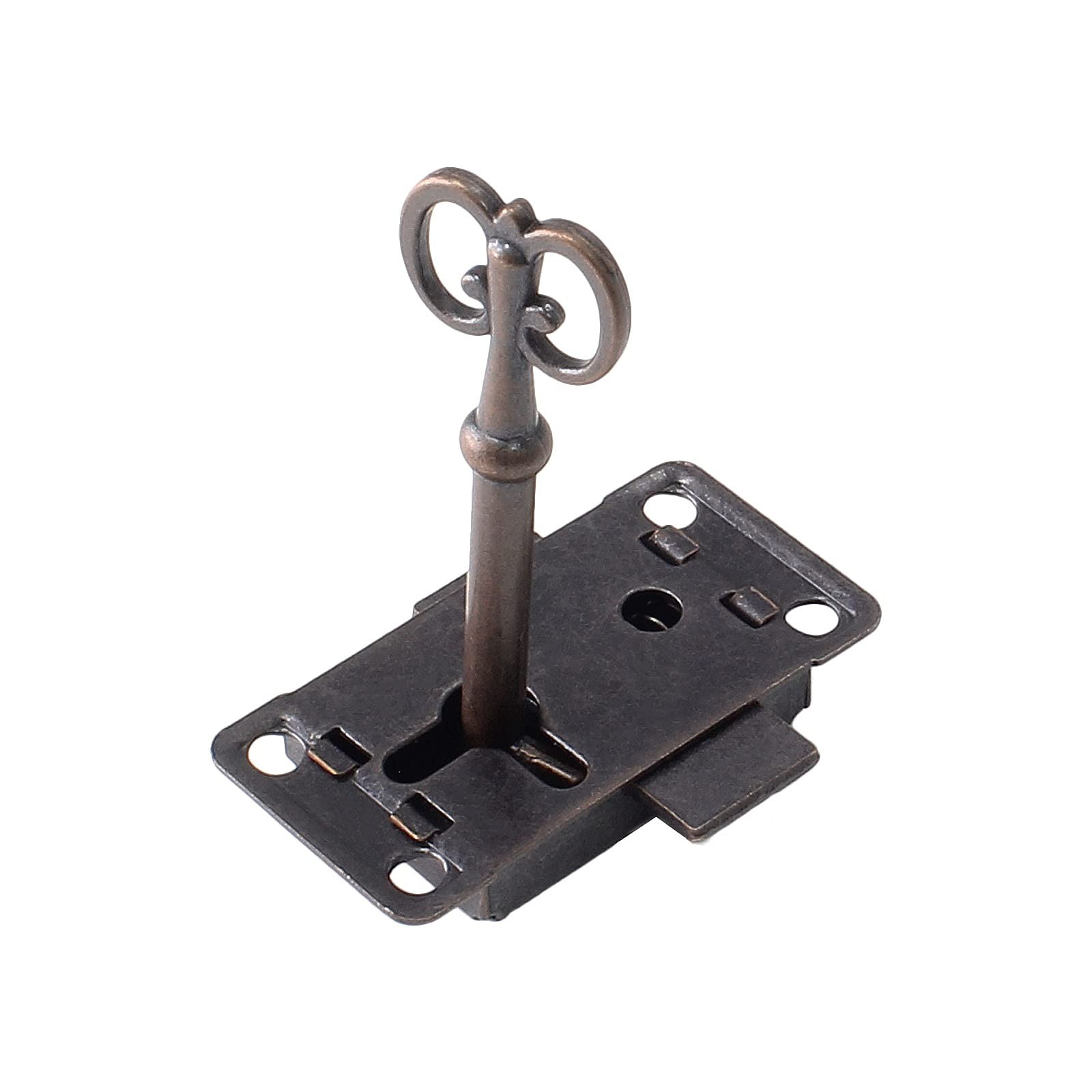 Antique Cabinet Lock Flush Mount Box Lock for Furniture Repair Hardware PC