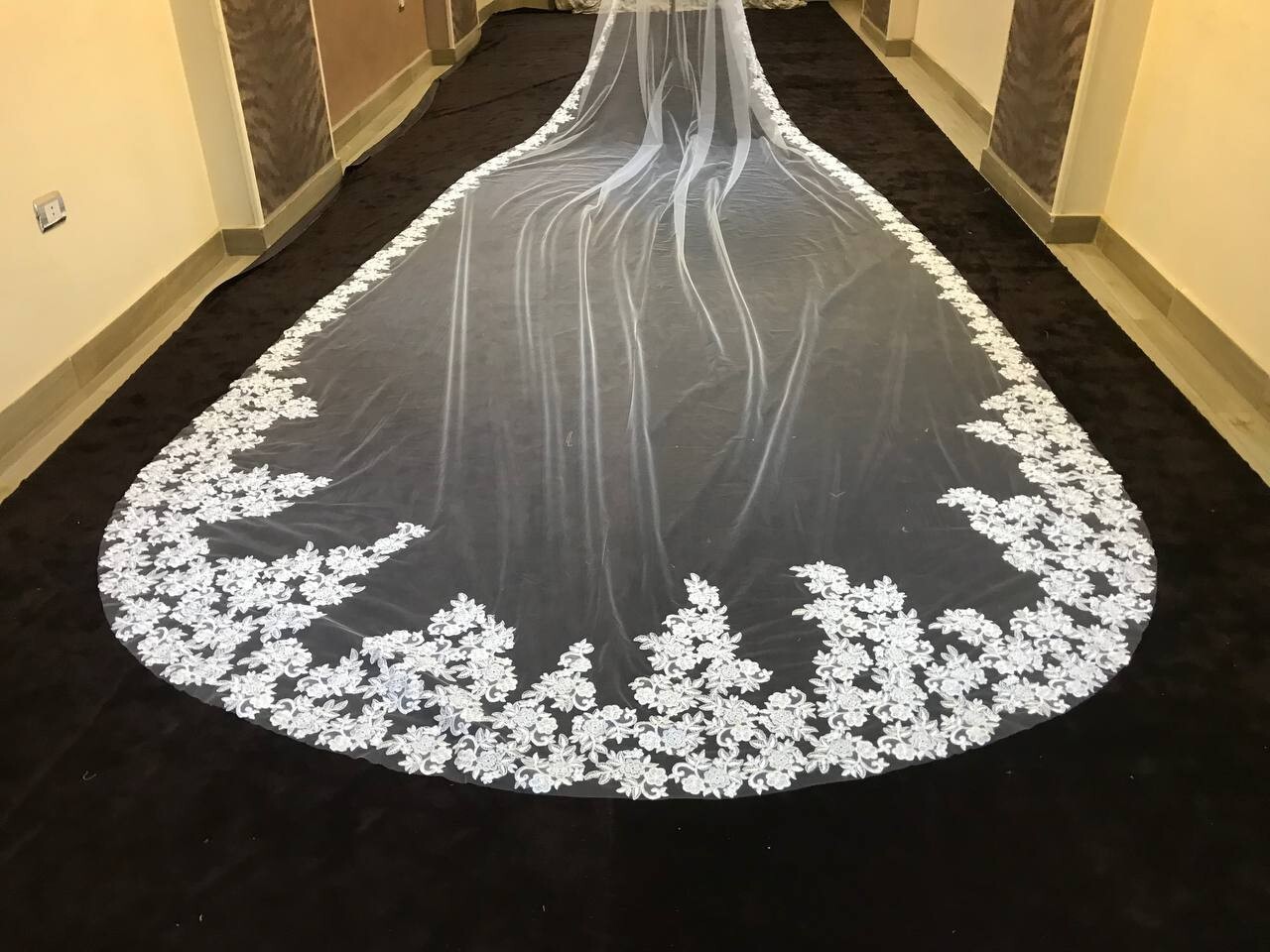 bridal veil lace edge 5 meters length 1 tier Embroidery lace veil