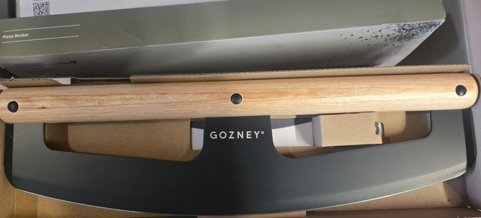 Gozney Pizza Rocker Stainless Steel & Wood Pizza Rocker Cutter AD1597 NEW IN BOX