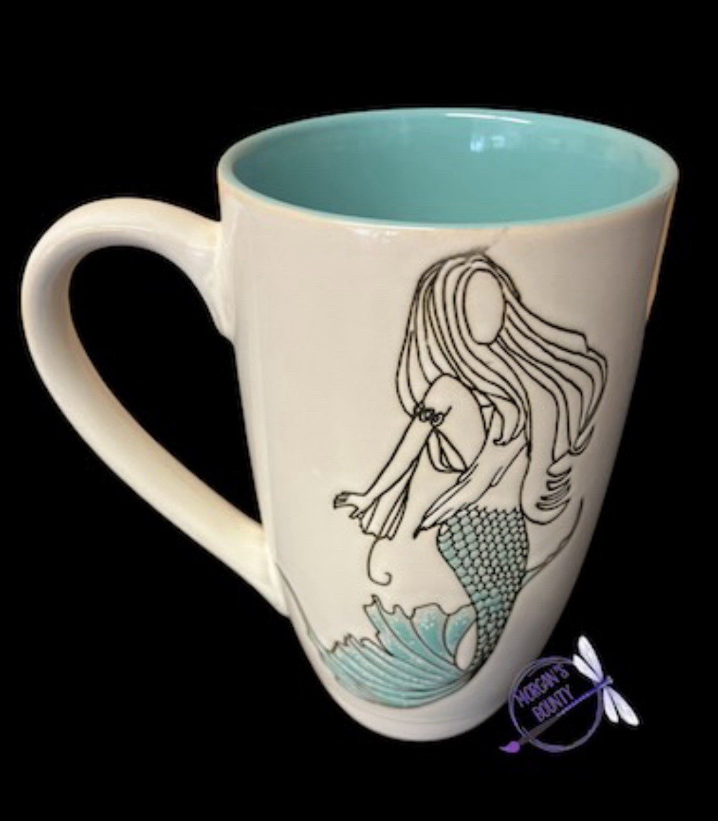 Set Of 3 MERMAID Coffee Mugs NEW 18oz Cup 6” Tall Embossed Beach 2 Sea Life RARE