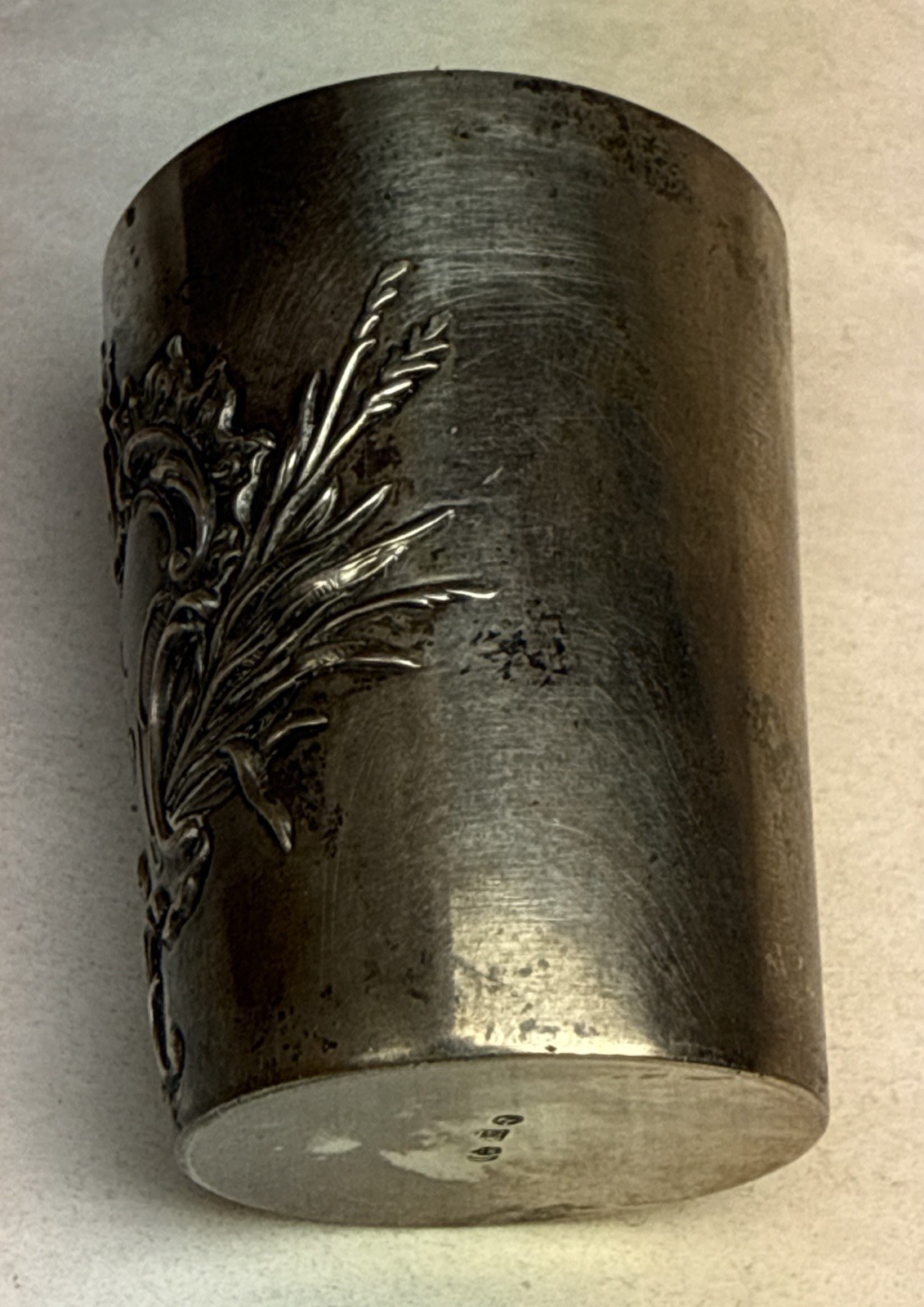 Antique Victorian Shot Glass Cup German 800 Sterling Silver Gebruder Kuhn ? Gold