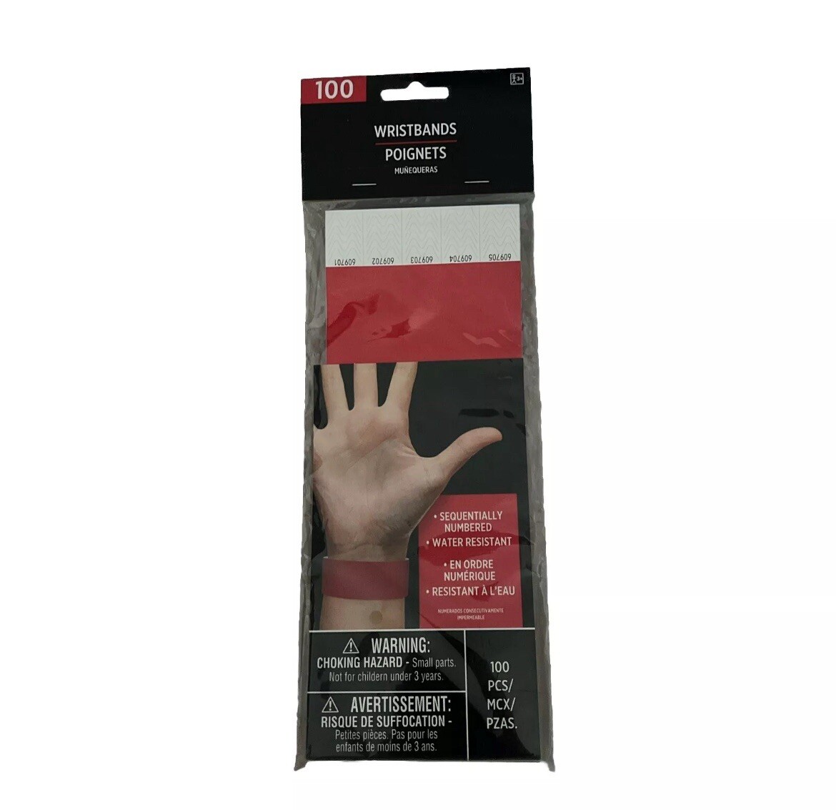 Tyvek Wristbands Numbered  Red 100 count Events Parties Clubs Numbered