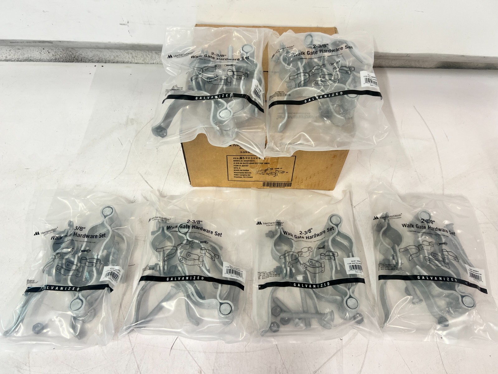 CASE OF 6 SETS Merchants Metals 2-3/8" Walk Gate Hardware Set 59050614 / 92147