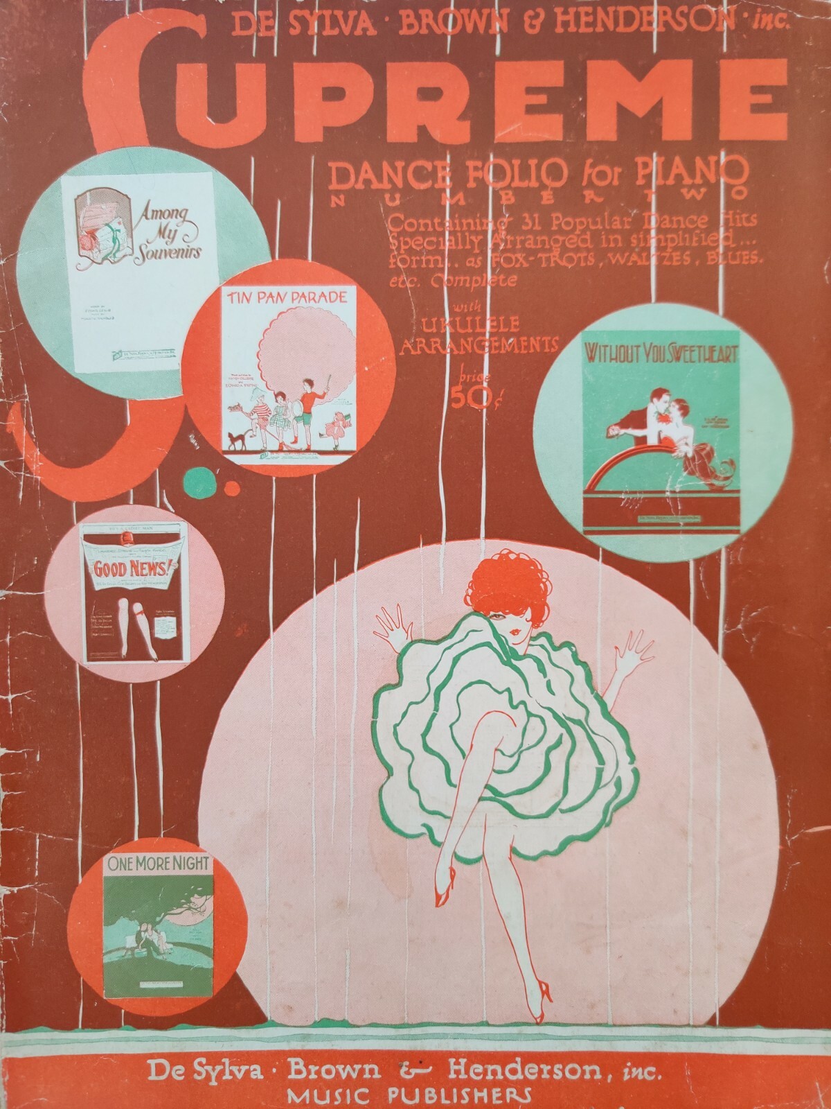 1927 Supreme Dance Folio for Piano No 2 Ukulele Arrangement Sheet Music Vintage