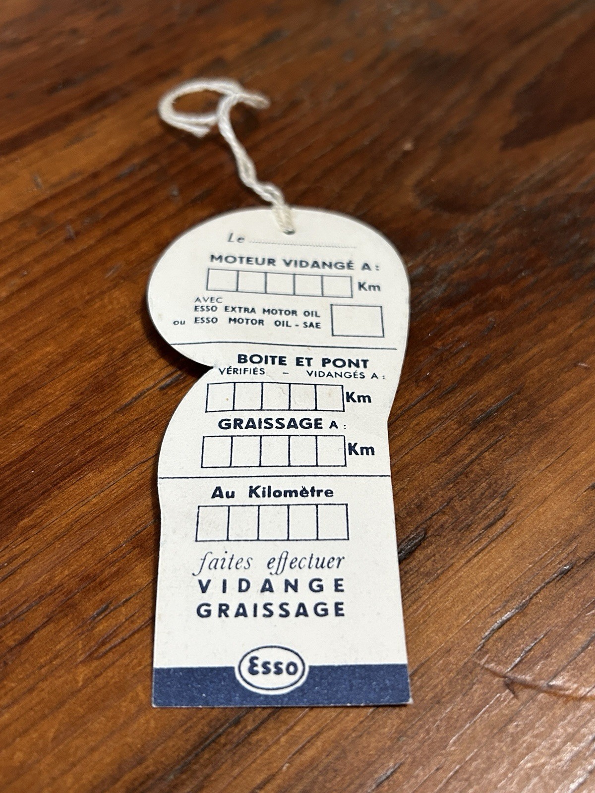 NOS VINTAGE ESSO OIL DROP BOY OIL CHANGE TAG-1E