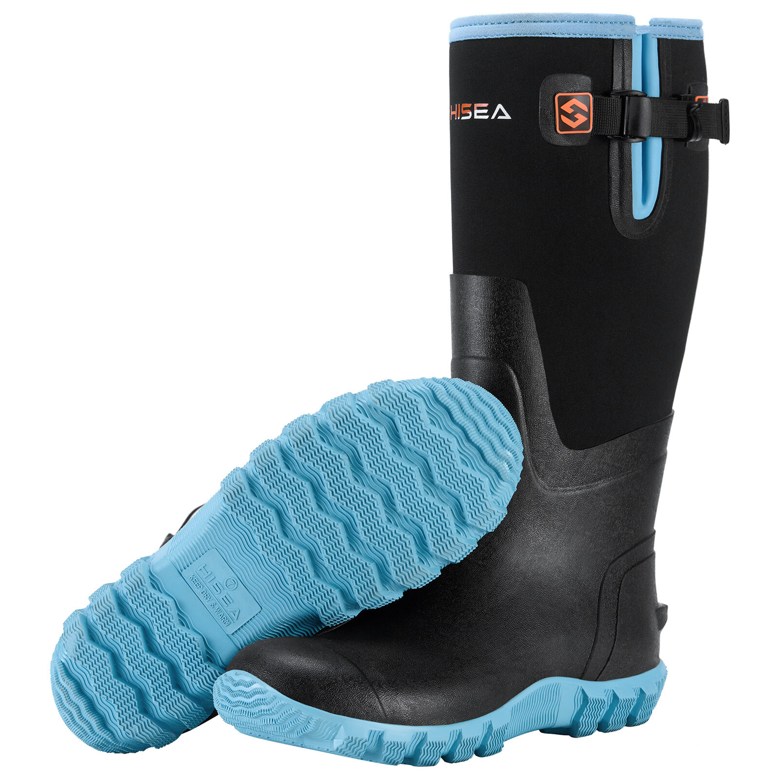 HISEA Women Rain Boots Side Buckles & Steel Shank Snow Hunting Chores Work Boots