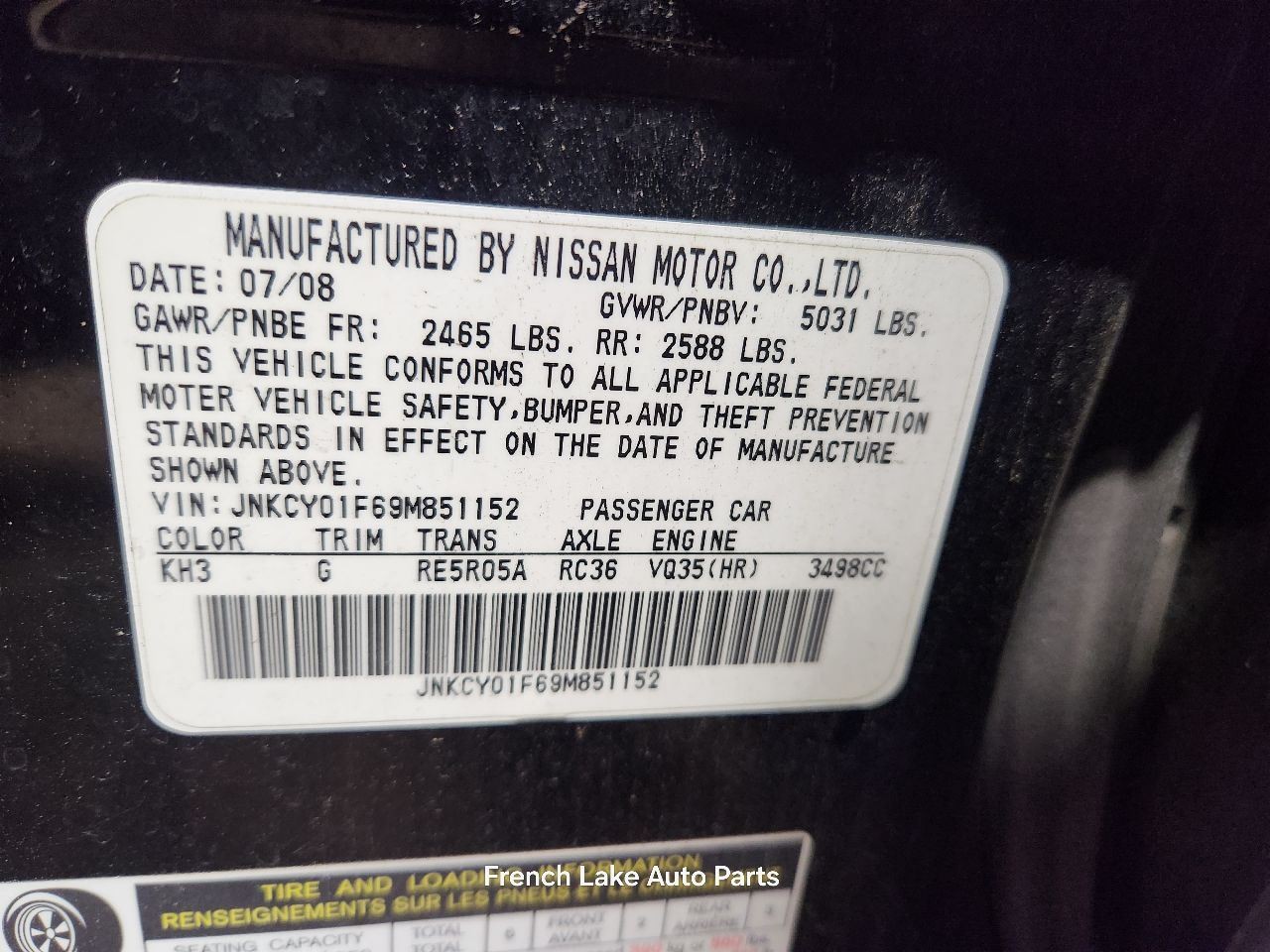 Automatic Transmission AWD 3.5L Fits 09-10 INFINITI M35 1305119