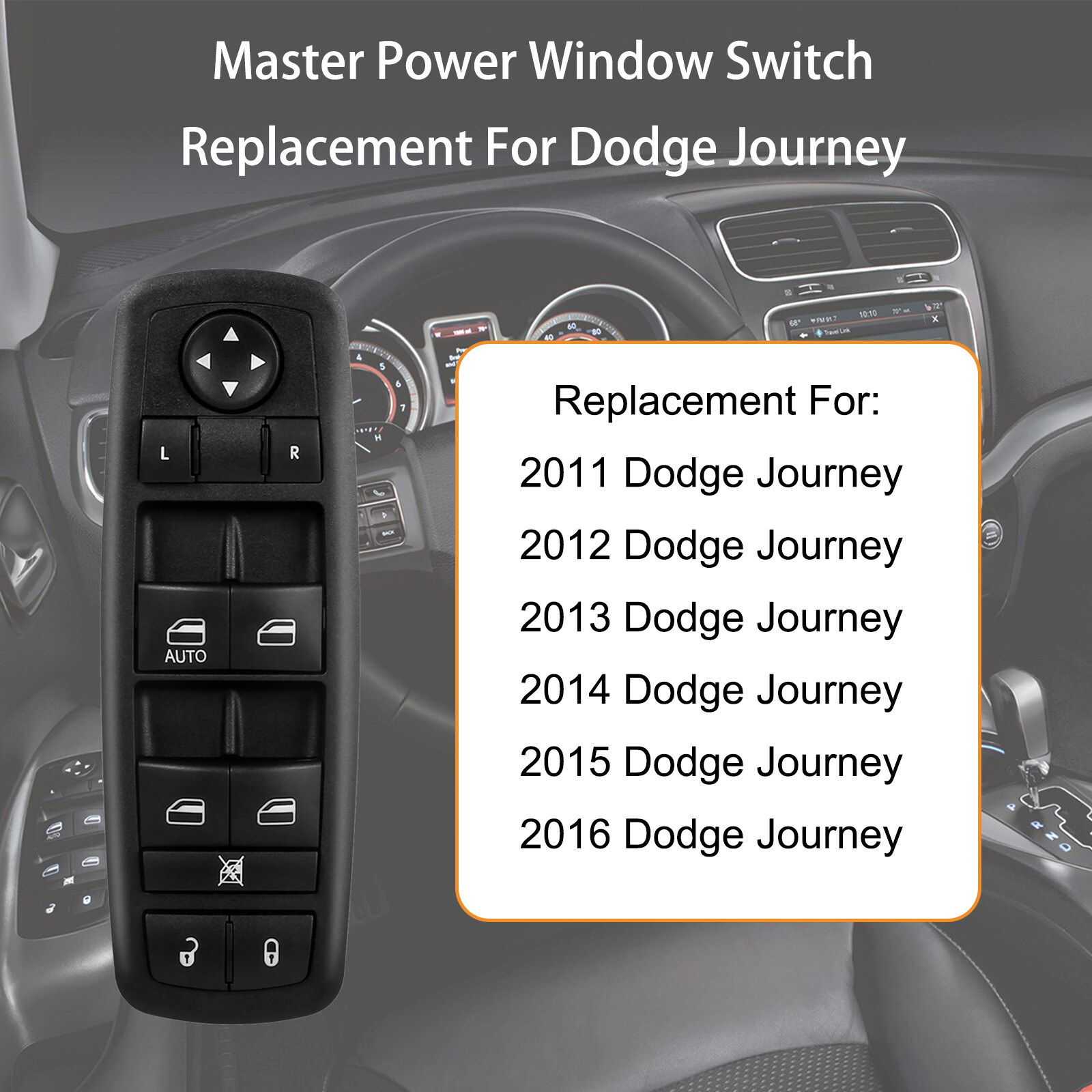 Master Power Window Switch Driver Side For 2011-2016 Dodge Journey 68084001AB