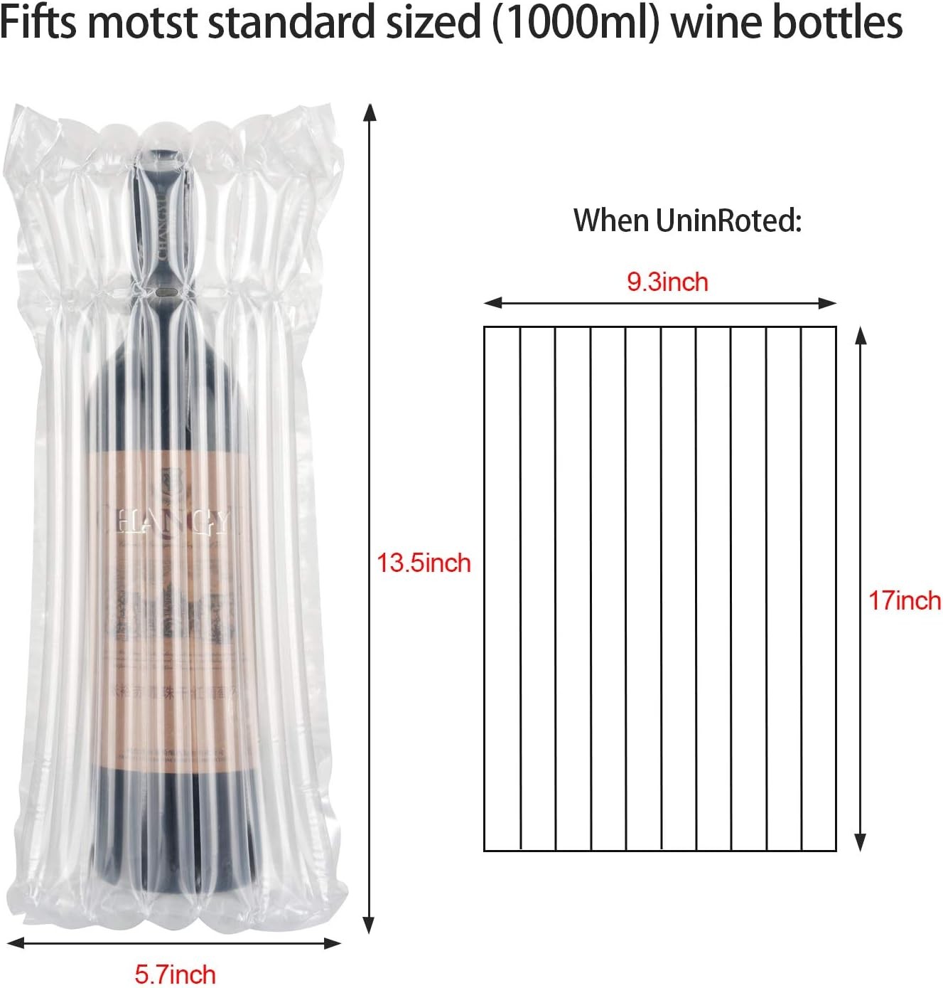 Wine Bottle Travel Protector Bags, Inflatable Shipping 10 pack, clear