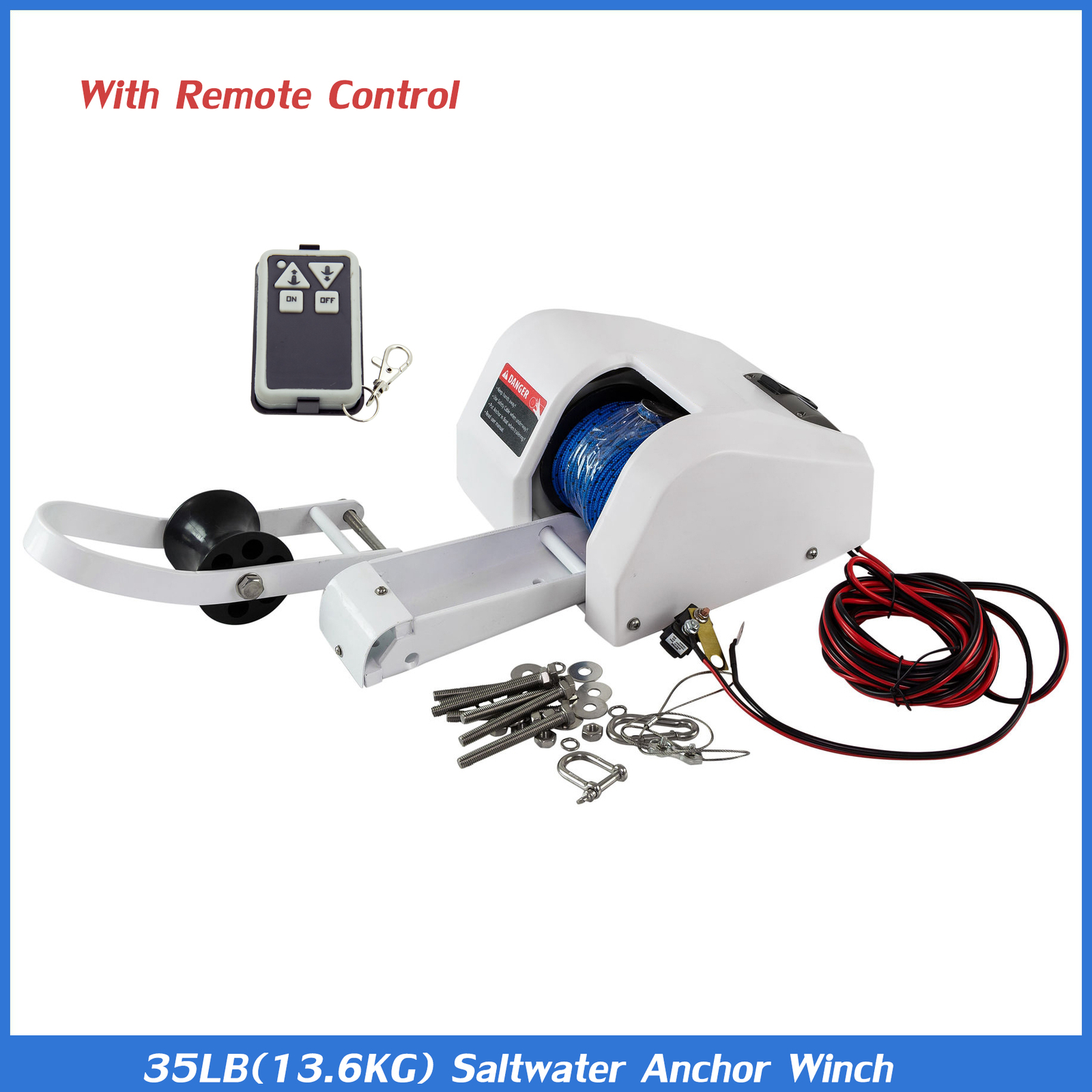 35 lb Saltwater Electric Anchor Winch with Wireless Remote
