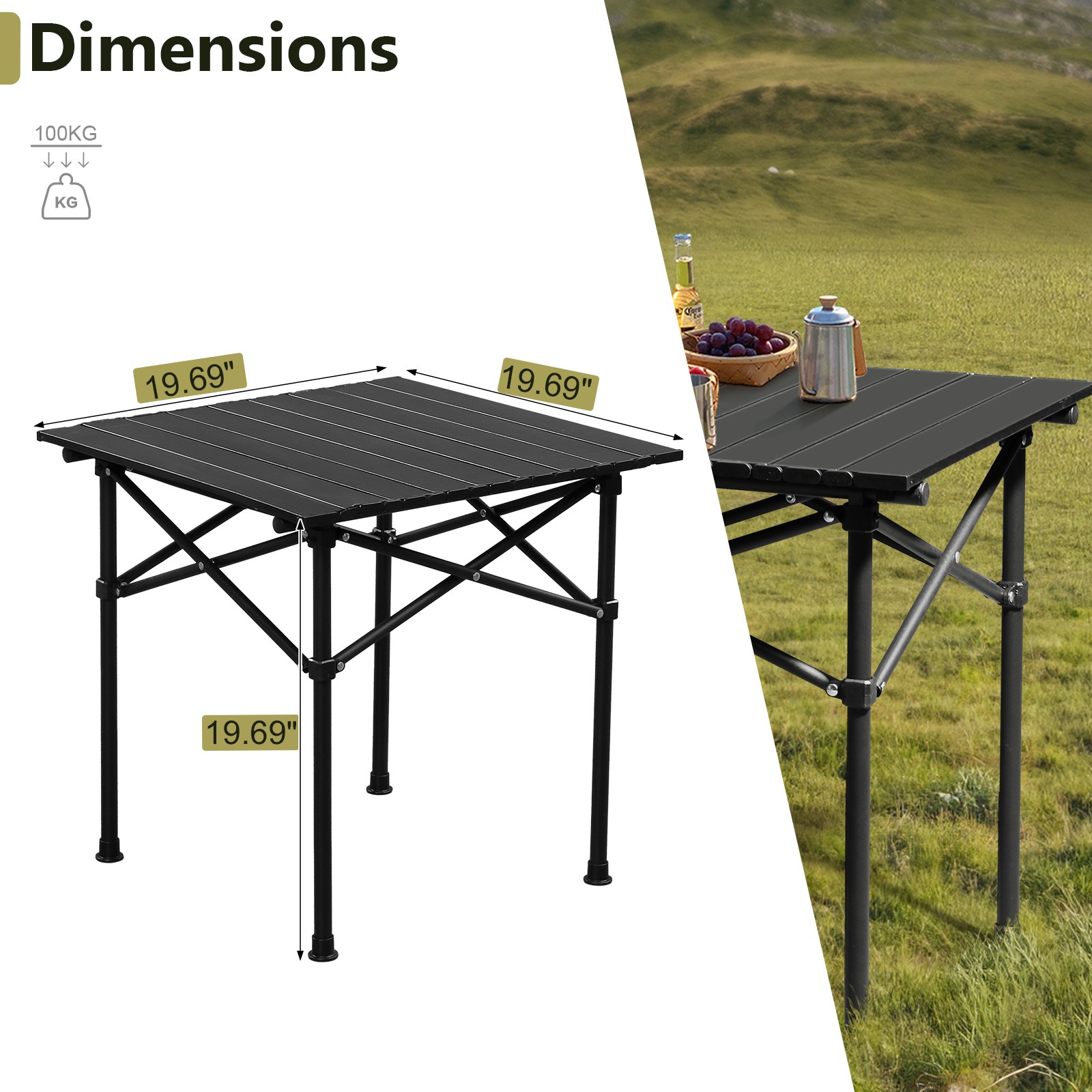 Portable Folding Camping Picnic Table Carbon Steel with Carry Bag for Outdoor