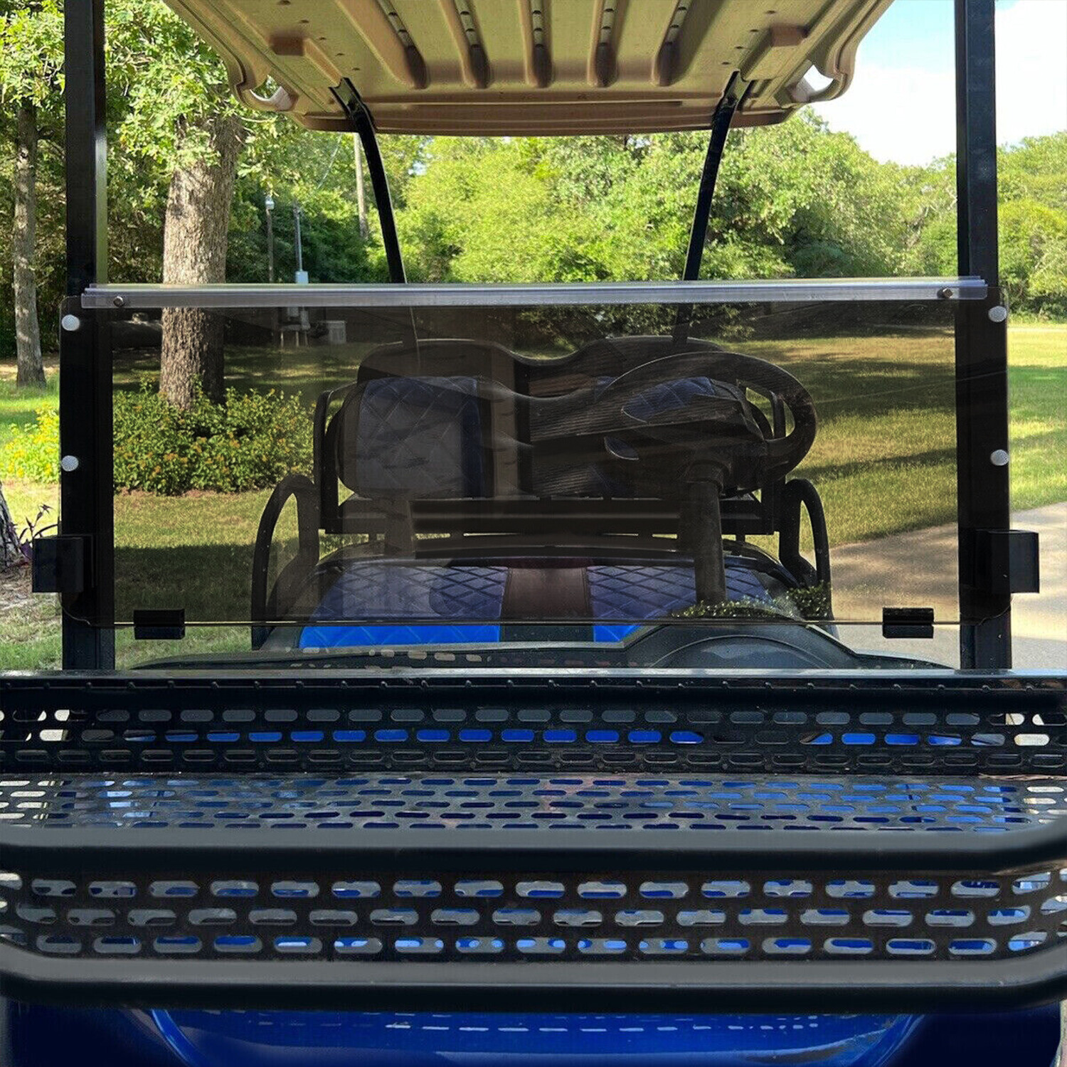 Golf Cart Tinted Polycarbonate Folding Windshield Windscreen For EZGO RXV 08-UP