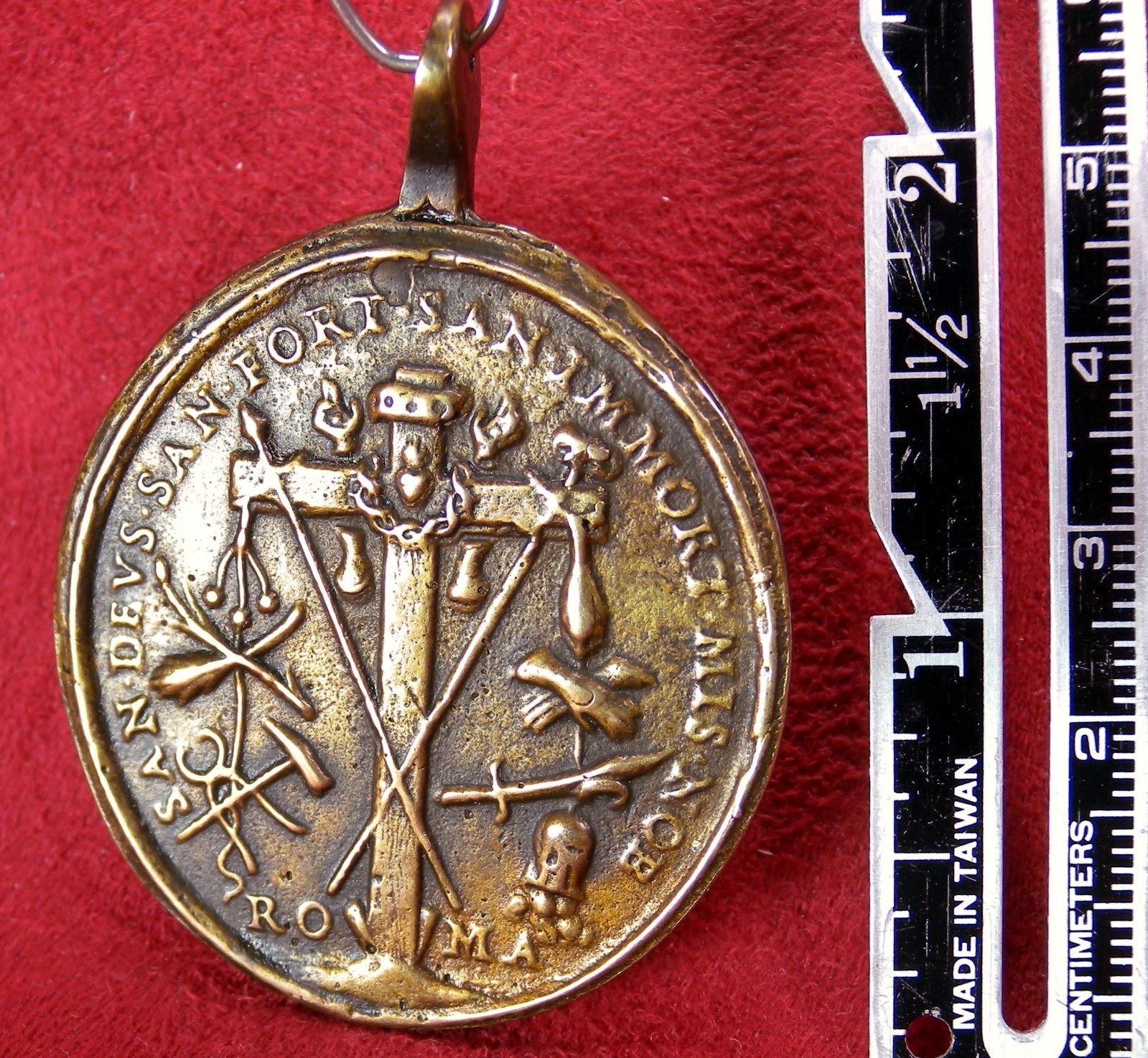 Antique 18th Century Veil of Veronica Holy Spirit Christ Passion Symbols Medal