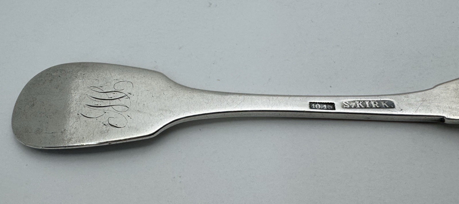 Early American S. Kirk Baltimore MD Coin Silver Fiddle Pattern Fork 10.15 Mark